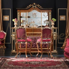 21st Century Solid Wood Liquor Vitrine with Mirror by Modenese Luxury Interiors