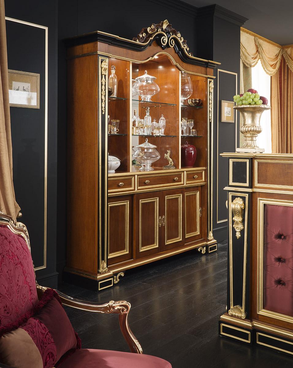 Likörvitrine aus Massivholz des 21. Jahrhunderts mit Spiegel von Modenese Luxury Interiors (Italienisch) im Angebot