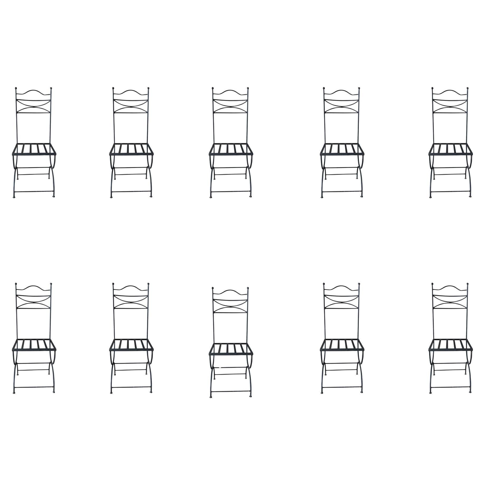 Ensemble de dix chaises d'appoint en fer, Espagne, 21e siècle en vente