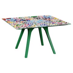 21st Century Square Templo Dining Table Handpainted Wood by Malabar