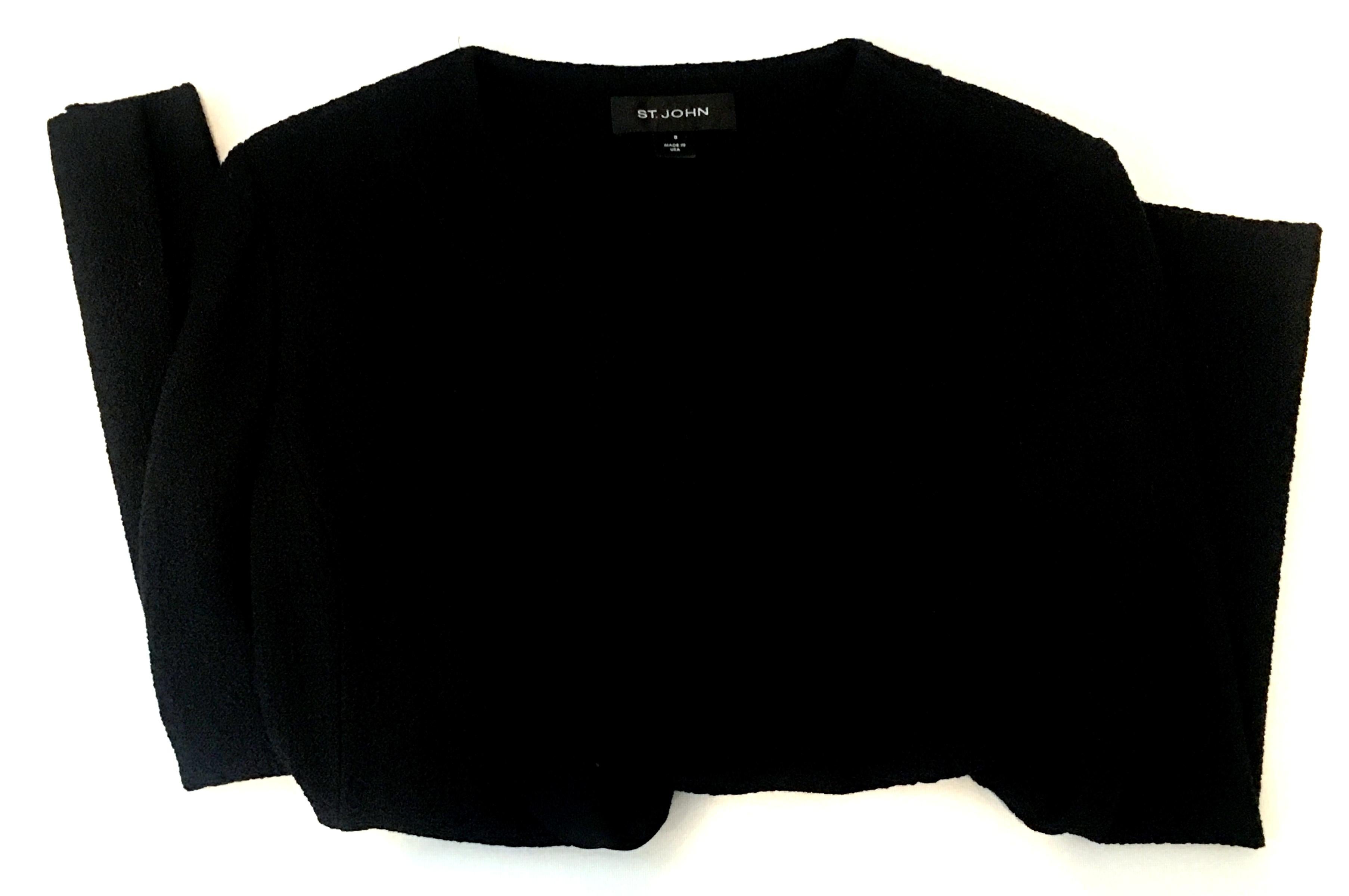 21st Century St. John Black  Silk Knit Jacket Size 8 For Sale 1