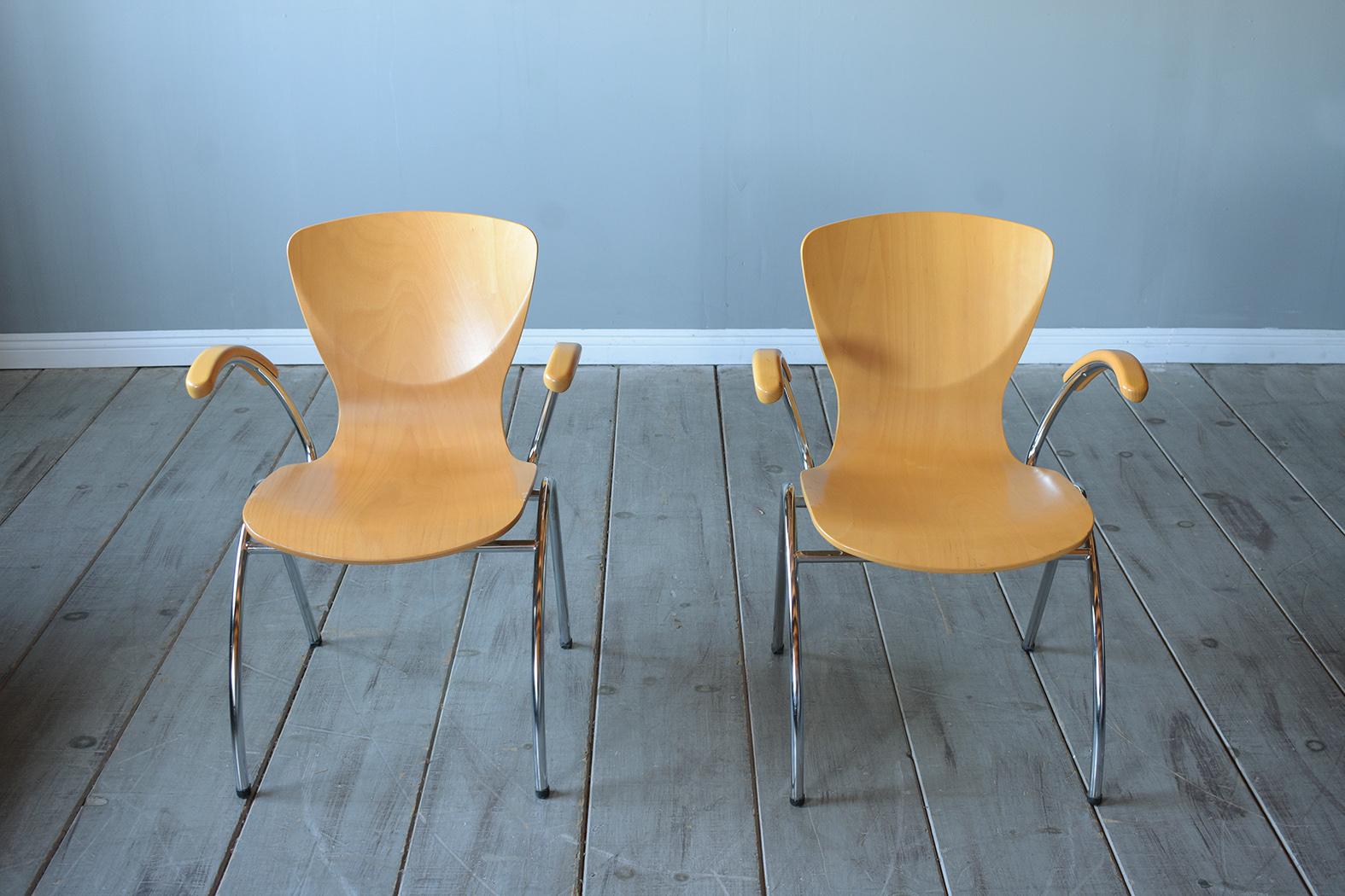 American 21st-Century Mid-Century Modern Dining Chairs: Set of Six For Sale