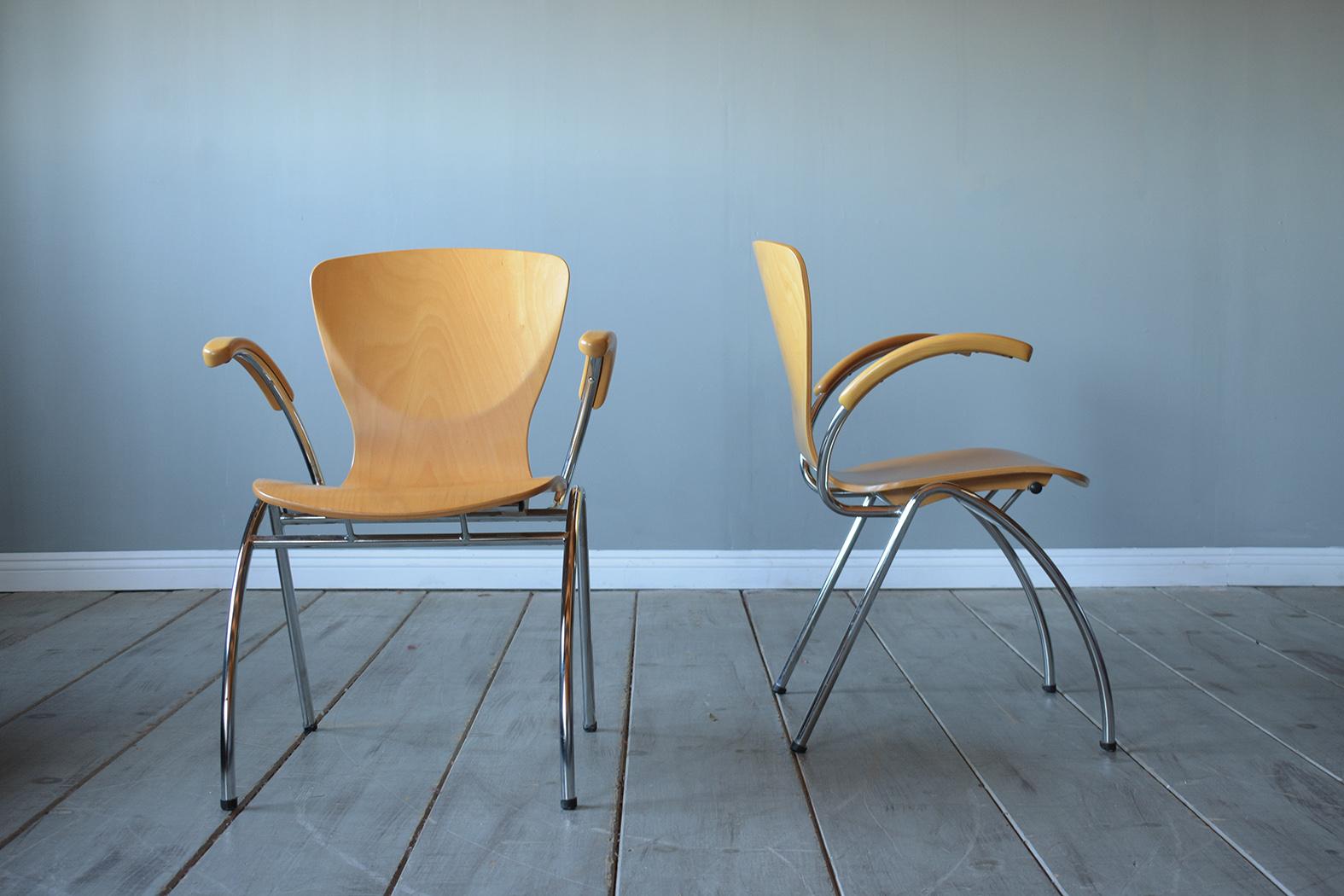 21st-Century Mid-Century Modern Dining Chairs: Set of Six In Good Condition For Sale In Los Angeles, CA