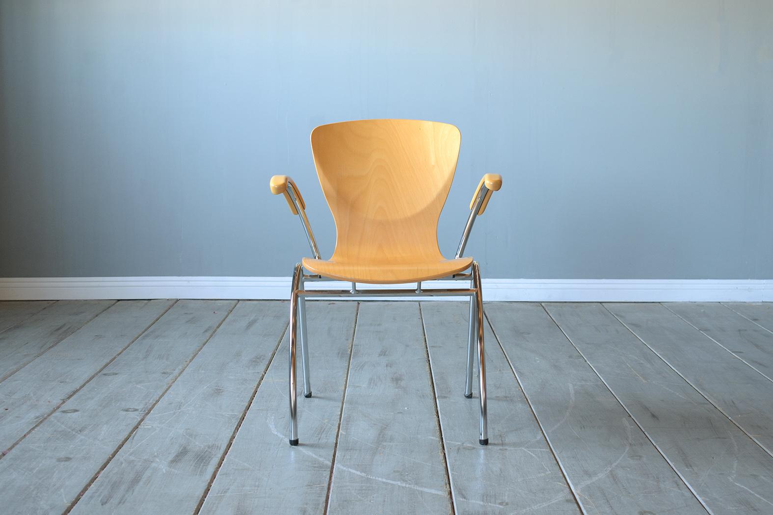 Lacquer 21st-Century Mid-Century Modern Dining Chairs: Set of Six For Sale