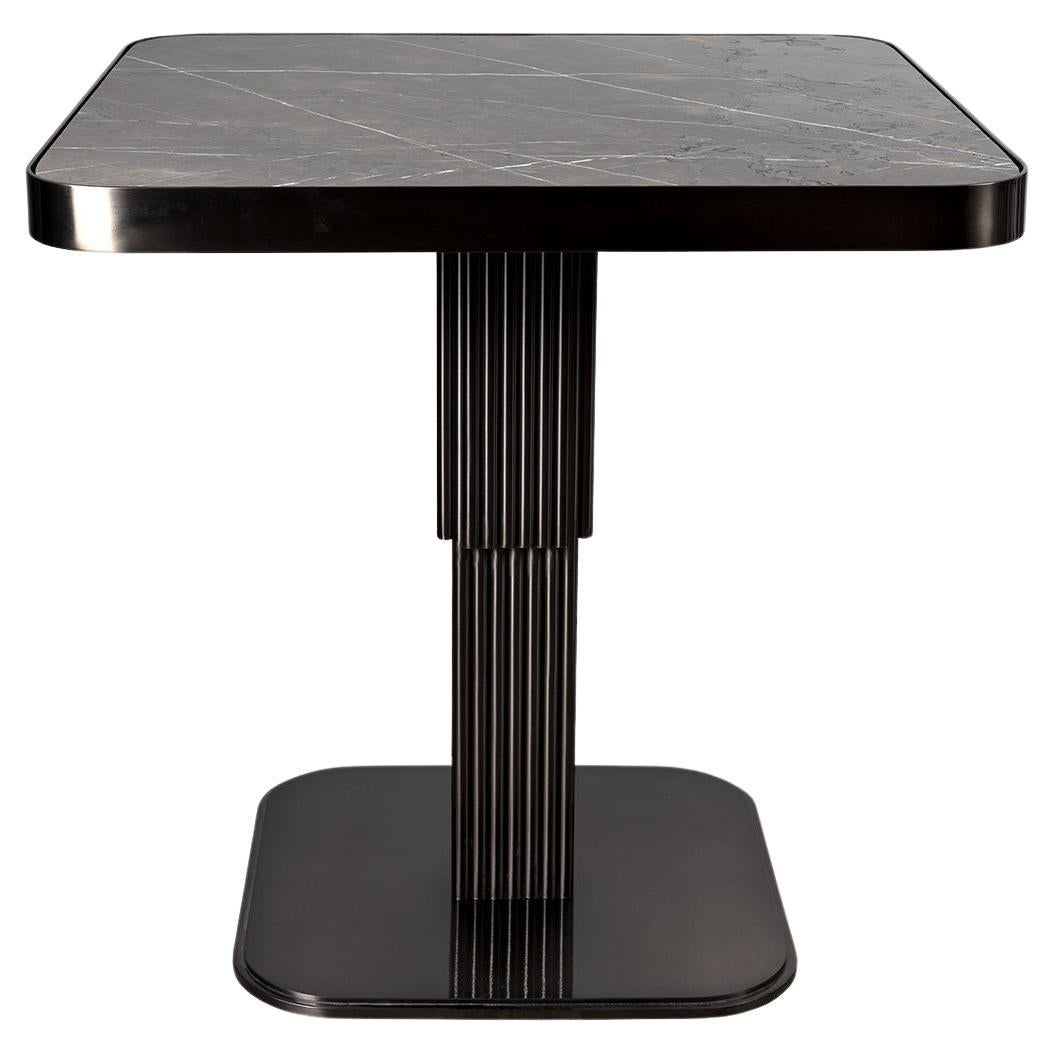 21st Century, Staten Dining Table Marble Brass For Sale