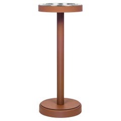 21st Century Steel Ice Bucket Stand with Leather Cover Handmade in Italy