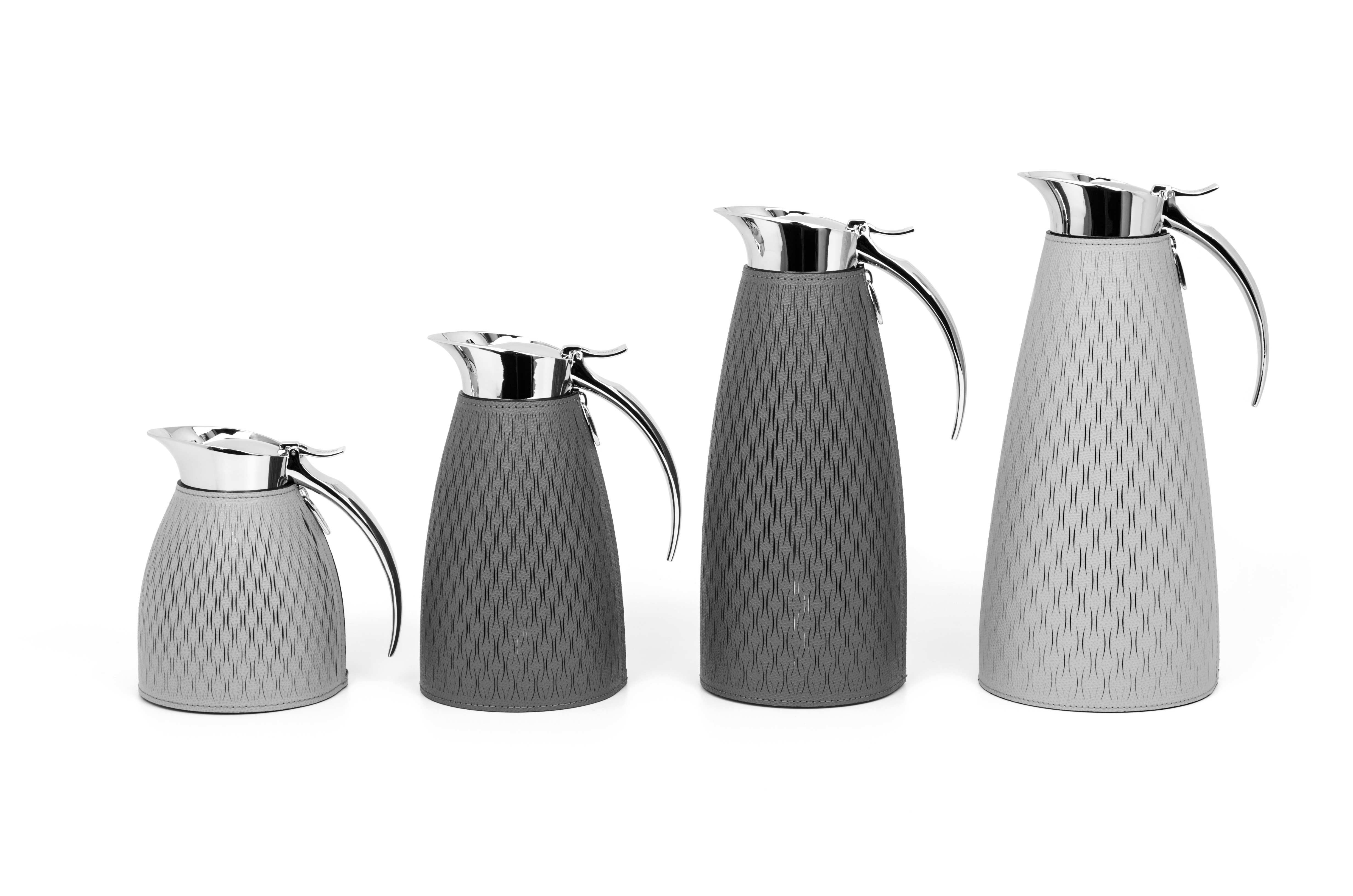 Hand-Crafted 21st Century Steel Thermal Carafe Style with Grey Cover Handcrafed in Italy For Sale