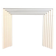 21st Century Stepped Limestone Fireplace Surround