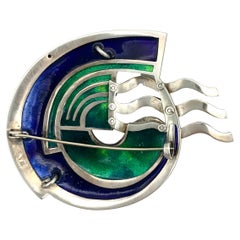 21st Century Sterling Silver Brooch Polychrome Enamel Marcasite