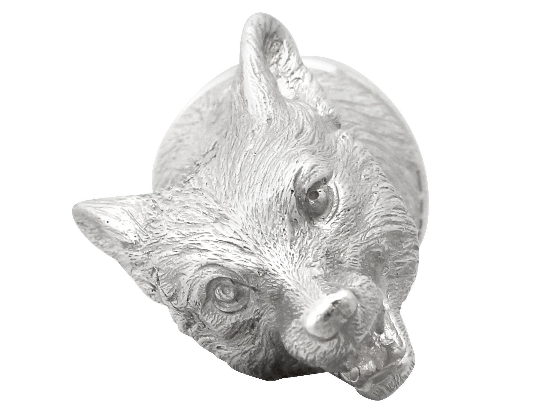 Contemporary 21st Century Sterling Silver Fox Head Stirrup Cup For Sale