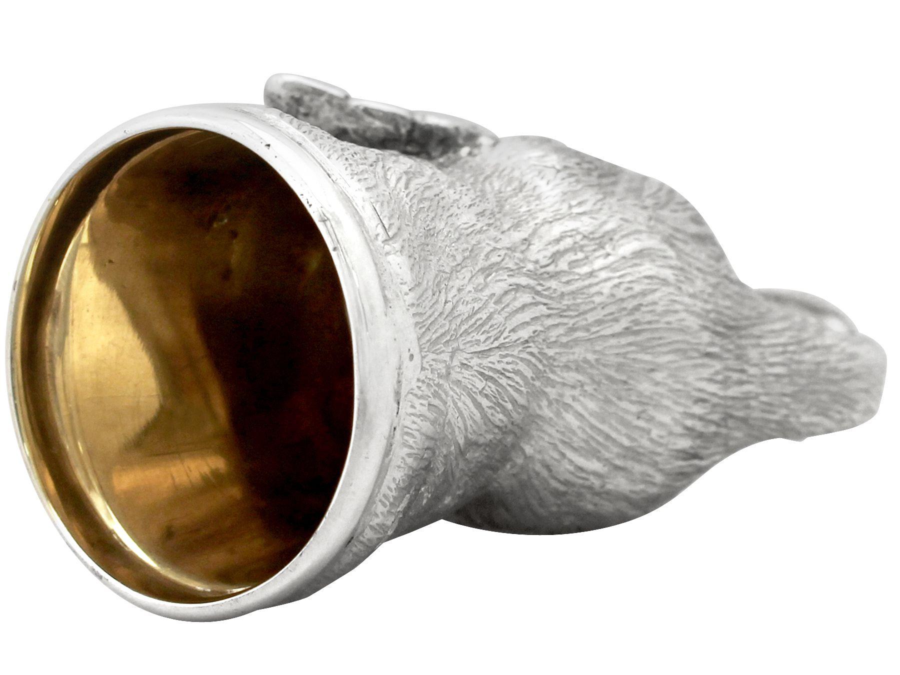 21st Century Sterling Silver Fox Head Stirrup Cup For Sale 3