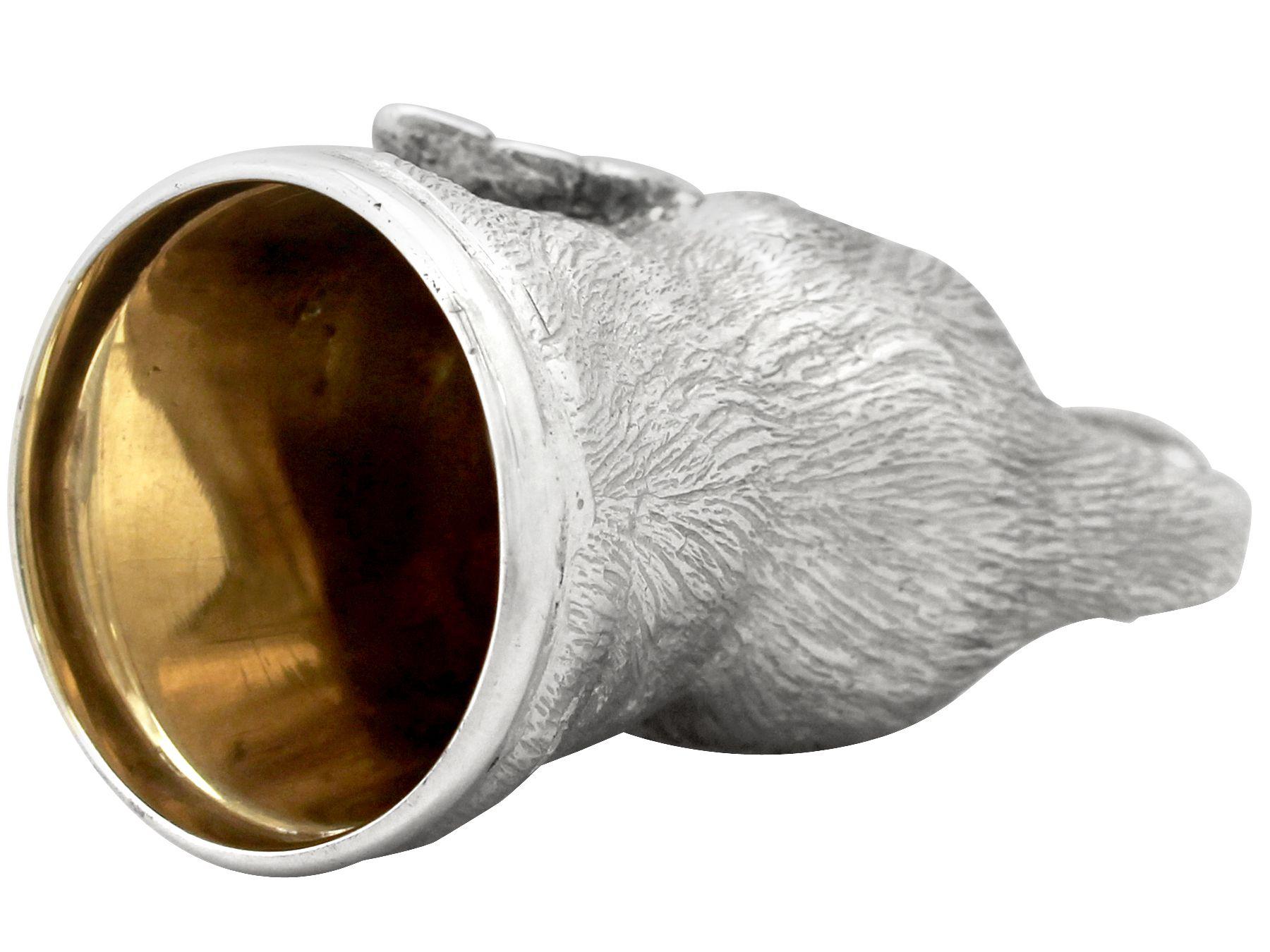 21st Century Sterling Silver Fox Head Stirrup Cup For Sale 1