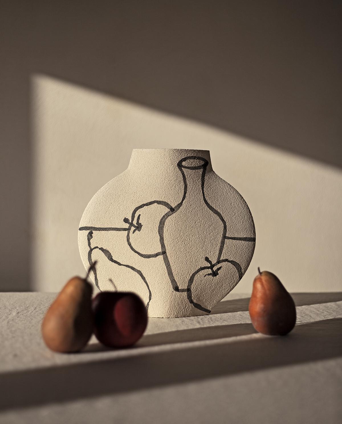 Hand-Crafted 21st Century 'Still Life' Vase in White Ceramic, Handcrafted in France For Sale