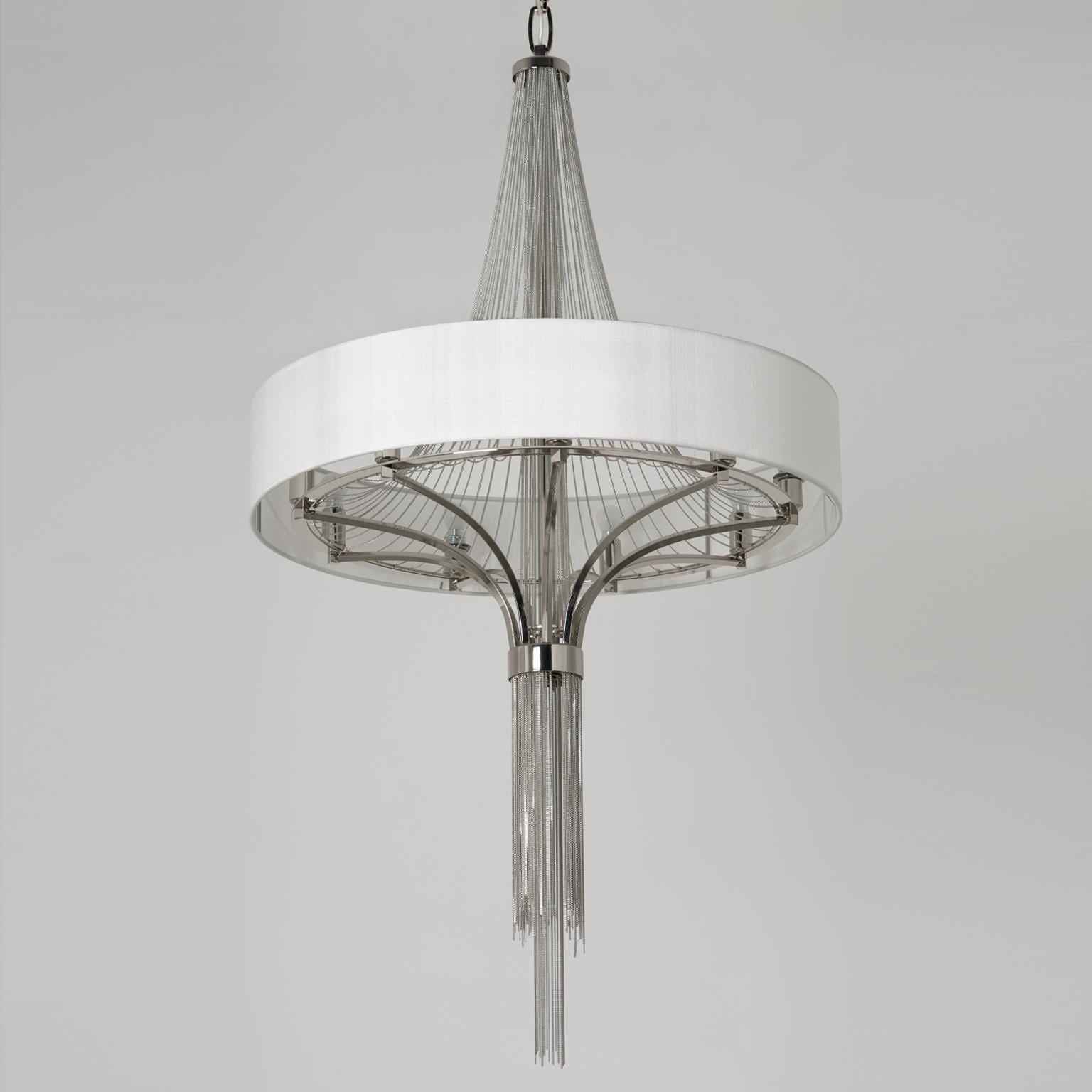 Modern 21st Century Stravagante Chrome Chandelier & Nickel Chains by Patrizia Garganti For Sale