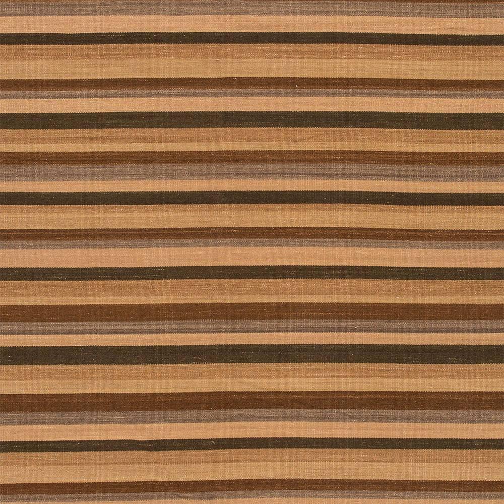 Gestreifter brauner Kelim-Teppich des 21. Jahrhunderts (Handgeknüpft) im Angebot