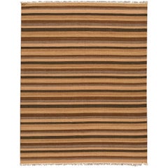 21st Century Striped Brown Kilim Rug