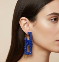 Pendientes de eslabones rectangulares azules del siglo XXI de Coppola e Toppo