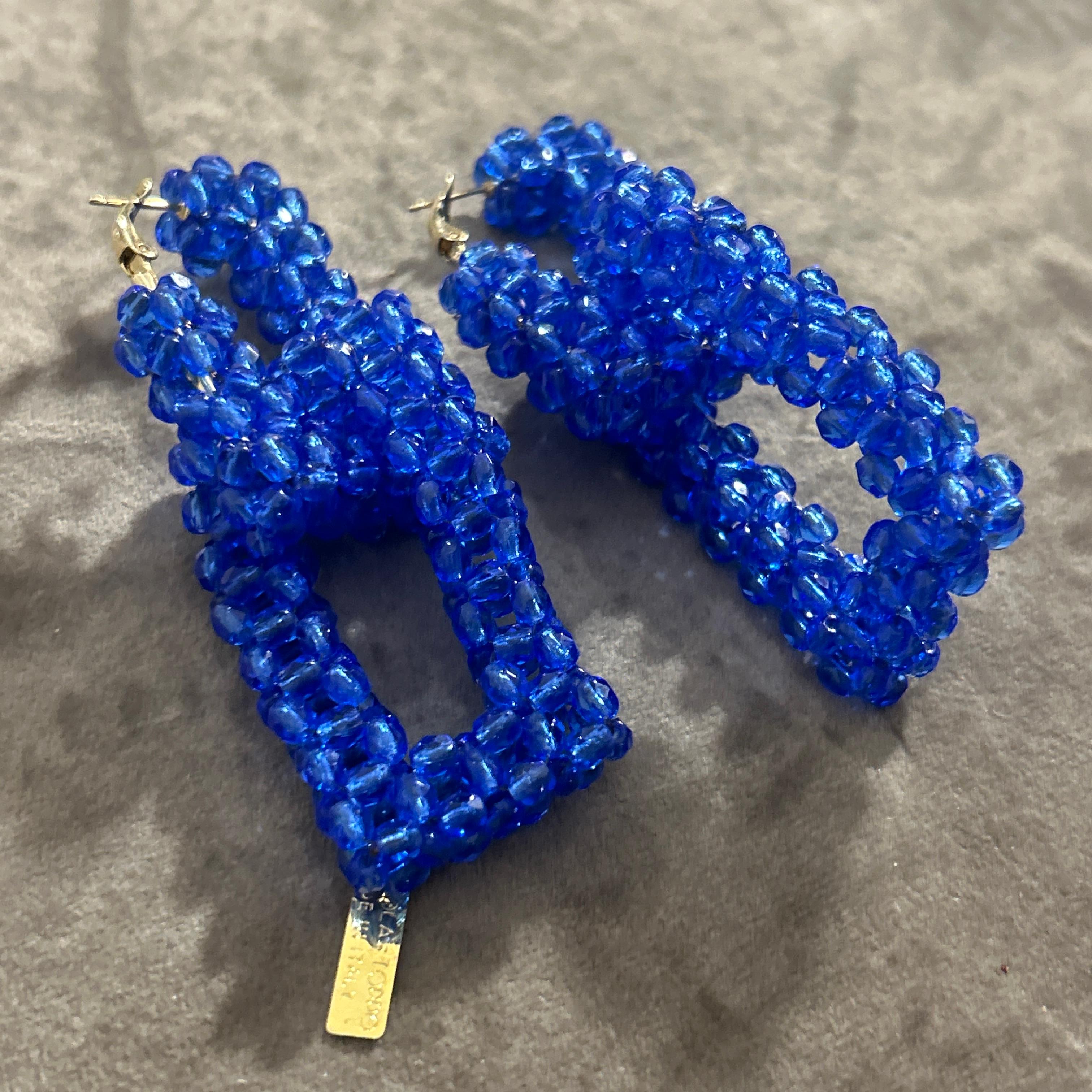 Pendientes de eslabones rectangulares azules del siglo XXI de Coppola e Toppo Moderno en venta