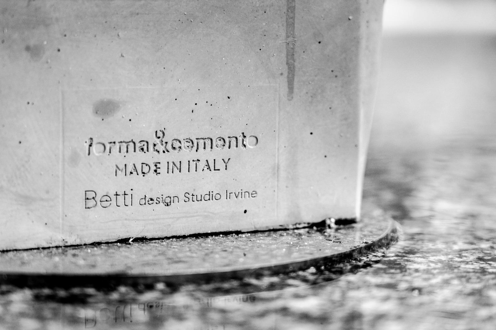 Classical Greek 21st Century Studio Irvine Betti Concrete Stool in Blue Grey Cement Handmade For Sale