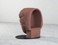 21st Century Studio Irvine Betti Concrete Stool in Brick Red Cement Handmade