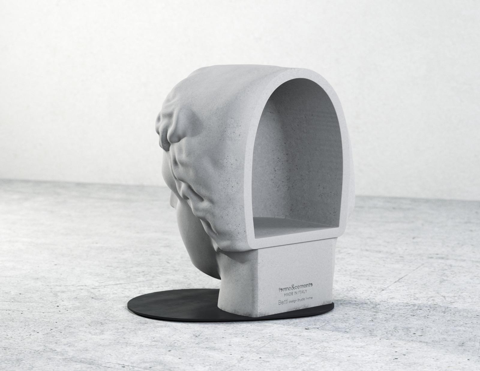 21st Century Studio Irvine Betti Concrete Stool in Ink Grey Cement Handmade For Sale 2