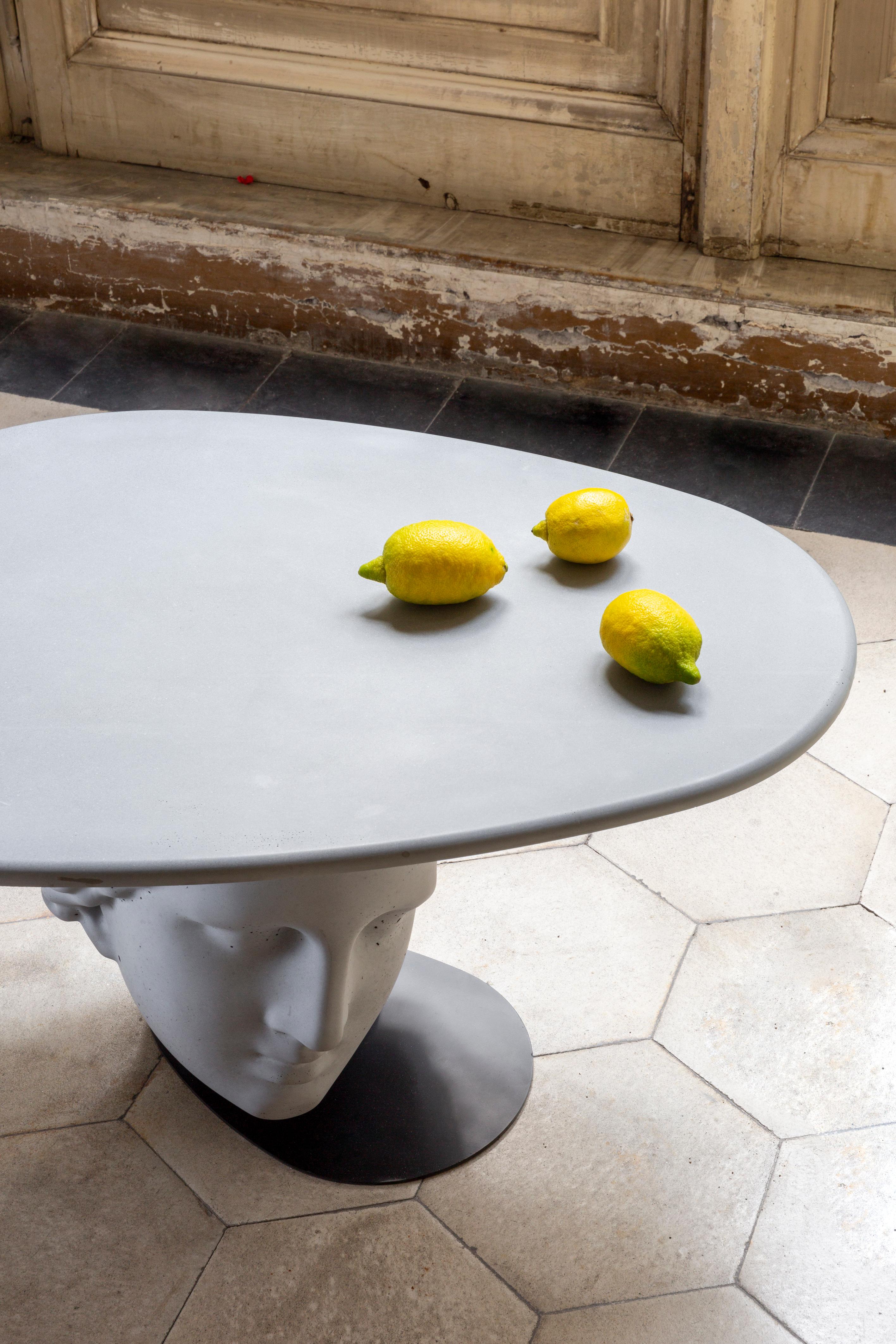 Classical Roman 21st Century Studio Irvine Betti Mod.II Coffee Side Table Concrete Grey Cement For Sale