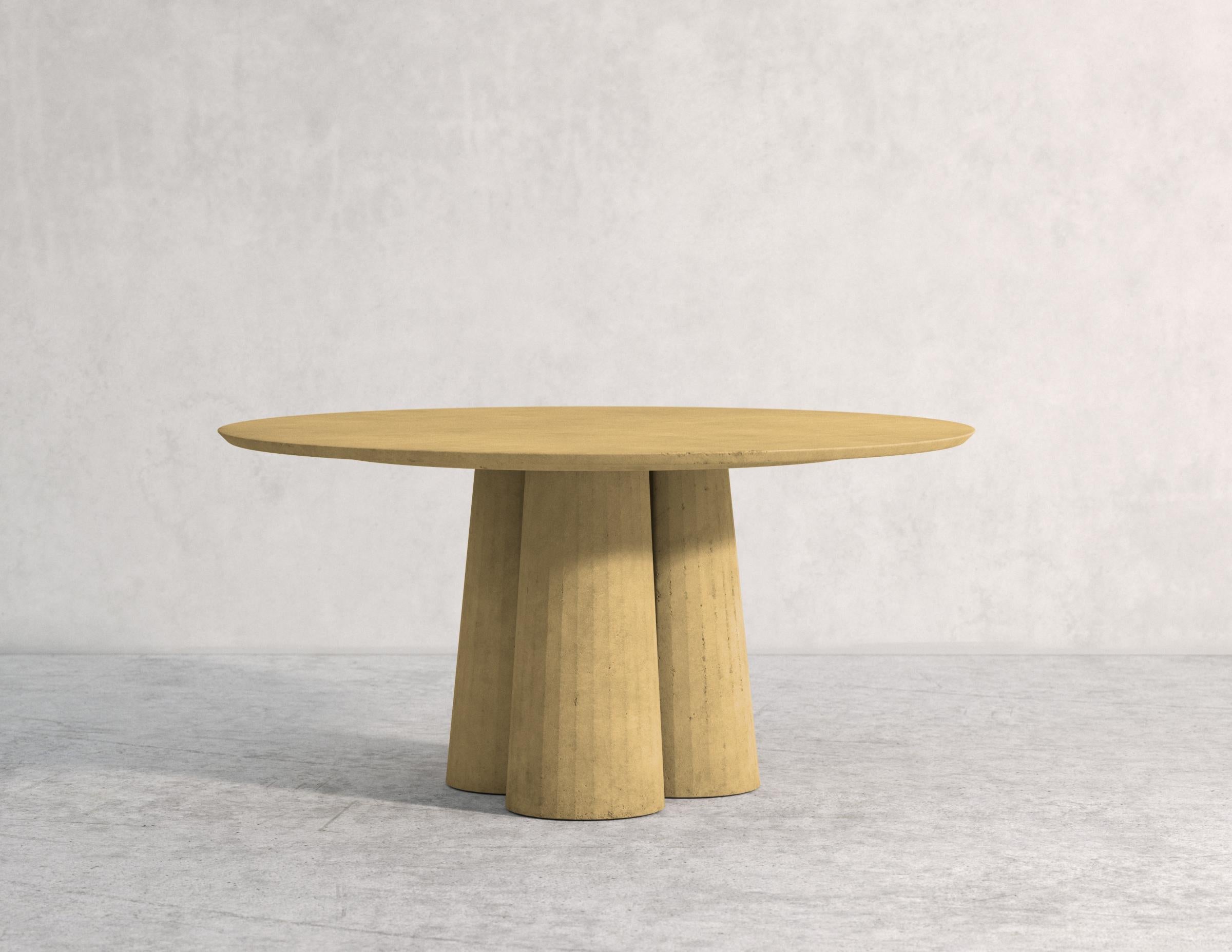 Contemporary 21st Century Studio Irvine Concrete Circular Dining Table Powder Cement Handmade For Sale