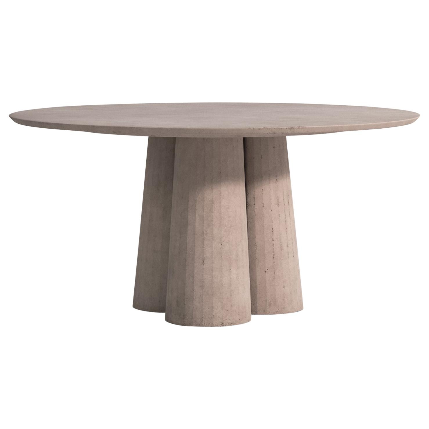 21st Century Studio Irvine Concrete Circular Dining Table Powder Cement Handmade For Sale