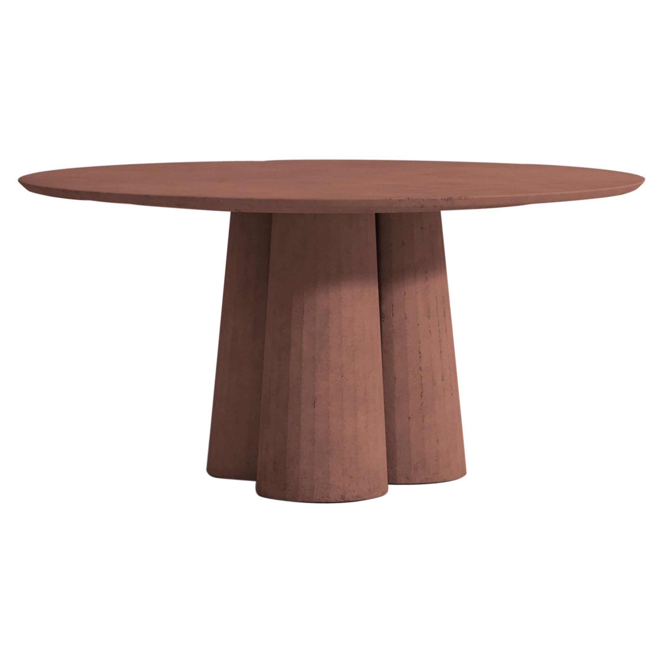 21st Century Studio Irvine Concrete Circular Dining Table Red Cement Handmade