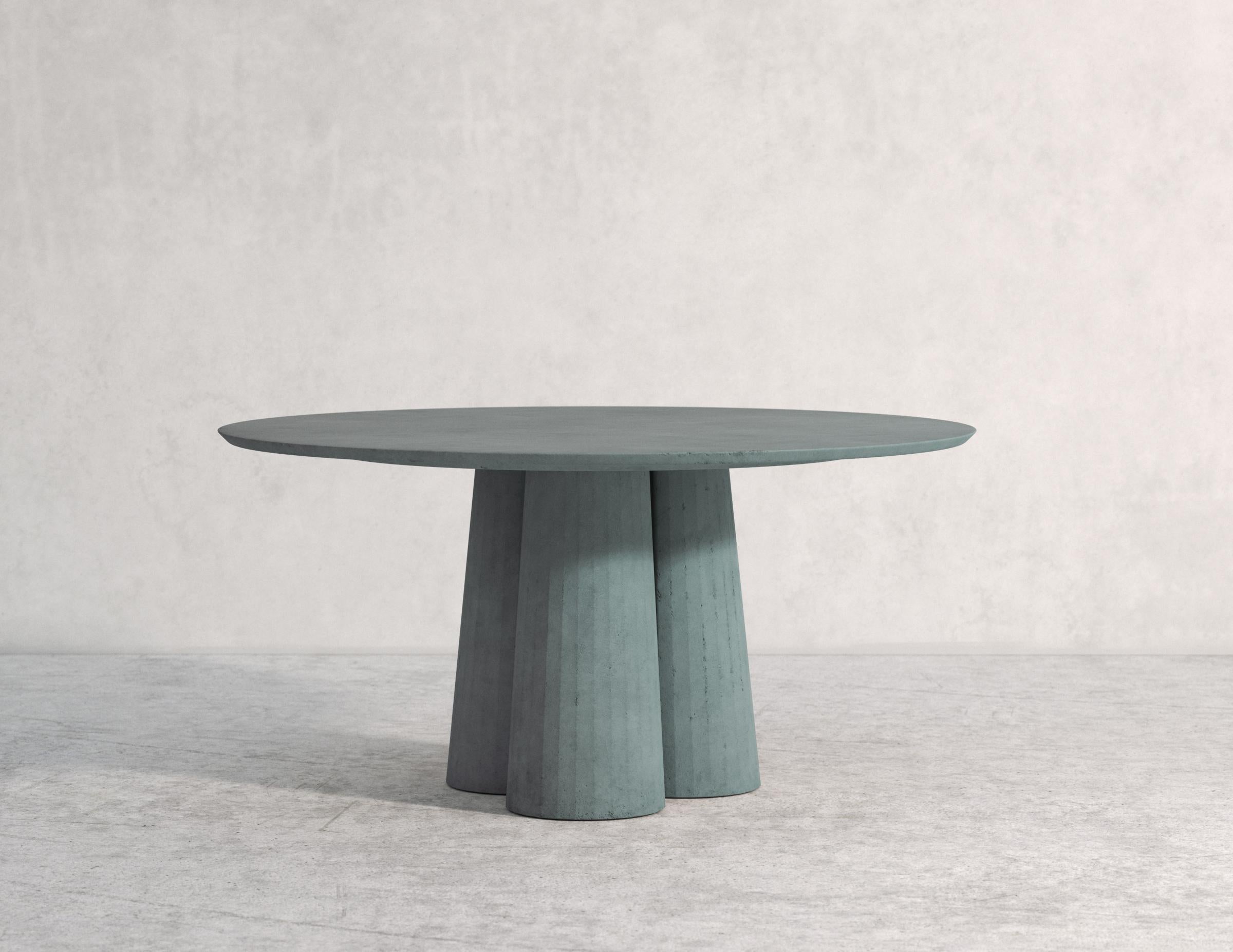 Table de salle à manger circulaire du 21e siècle Studio Irvine en béton argenté cimenté fait à la main en vente 4