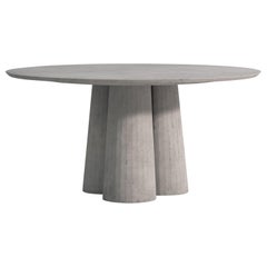 21st Century Studio Irvine Concrete Circular Dining Table Silver Cement Handmade