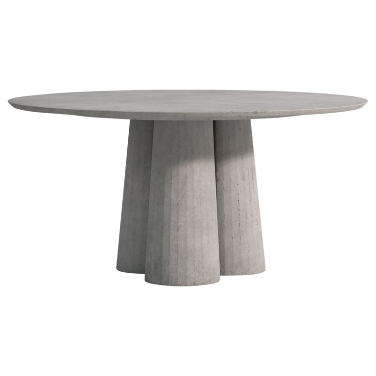 21st Century Studio Irvine Concrete Circular Dining Table Silver Cement