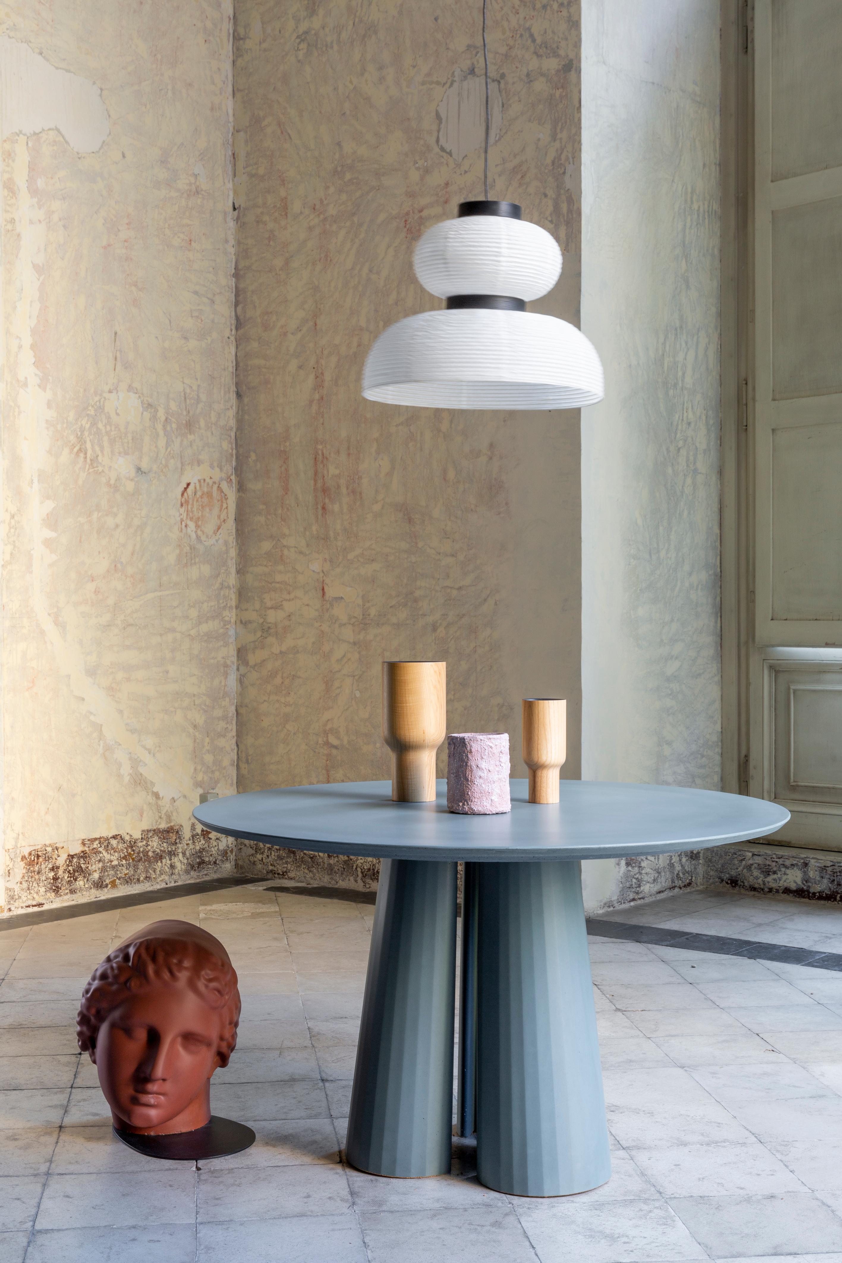Cast 21st Century Studio Irvine Concrete Circular Dining Table Ultramarine Cement For Sale
