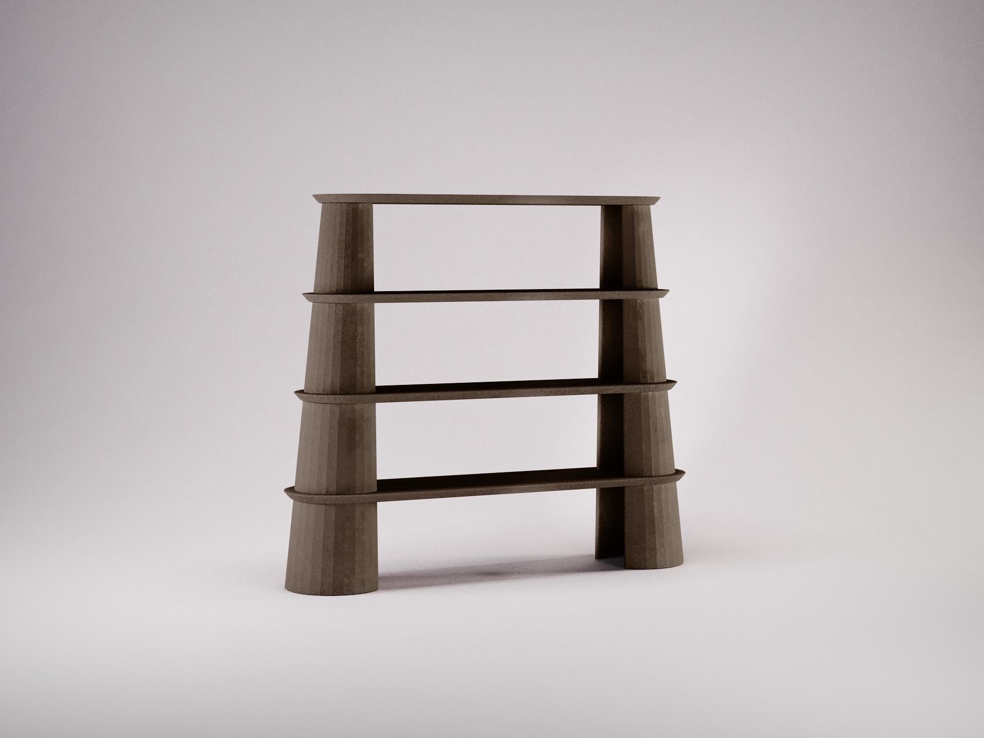 Cast 21st Century, Studio Irvine Fusto Bookcase Concrete Bookshelves Brown Cement For Sale