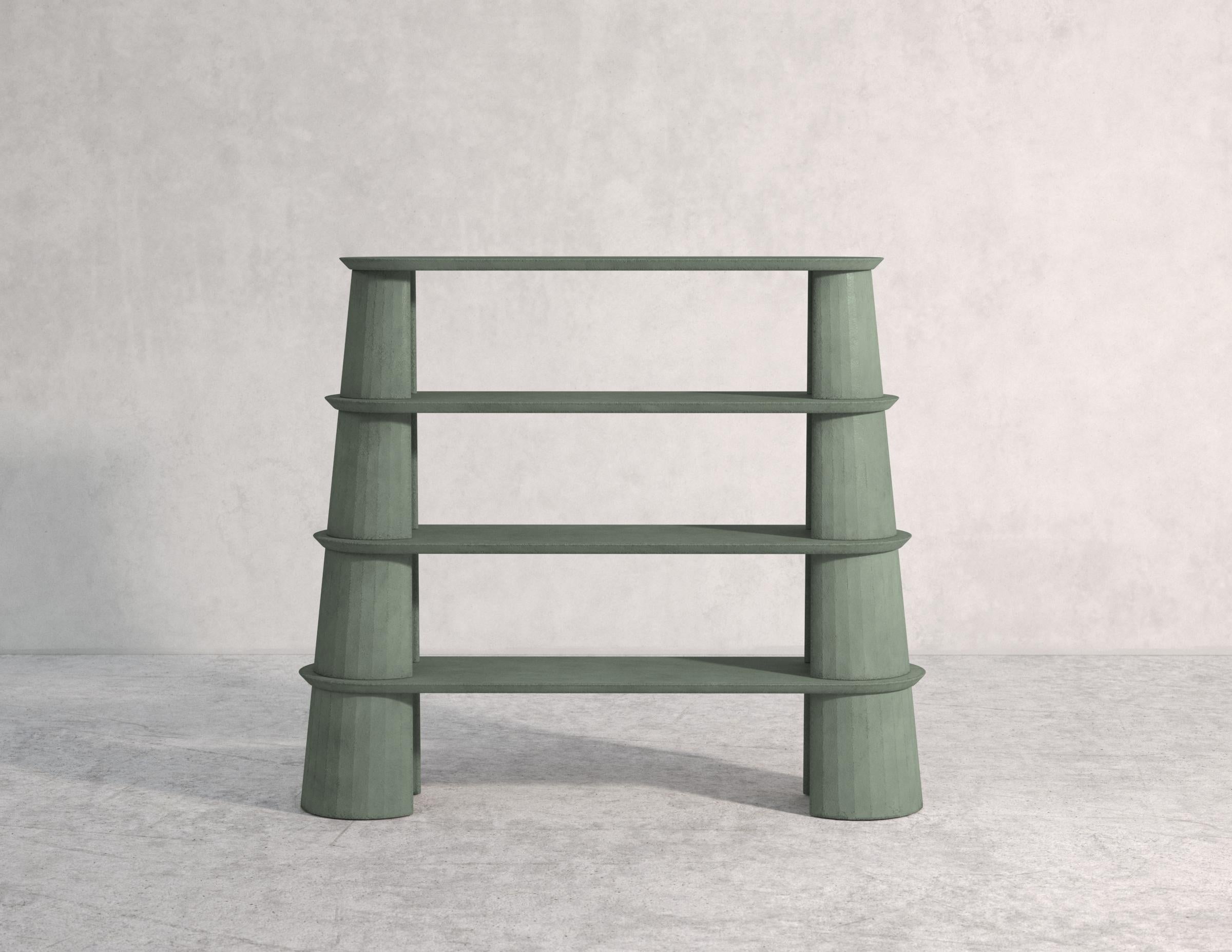 21st Century Studio Irvine Fusto Bookcase Concrete Bookshelves Fir Green Cement For Sale 7