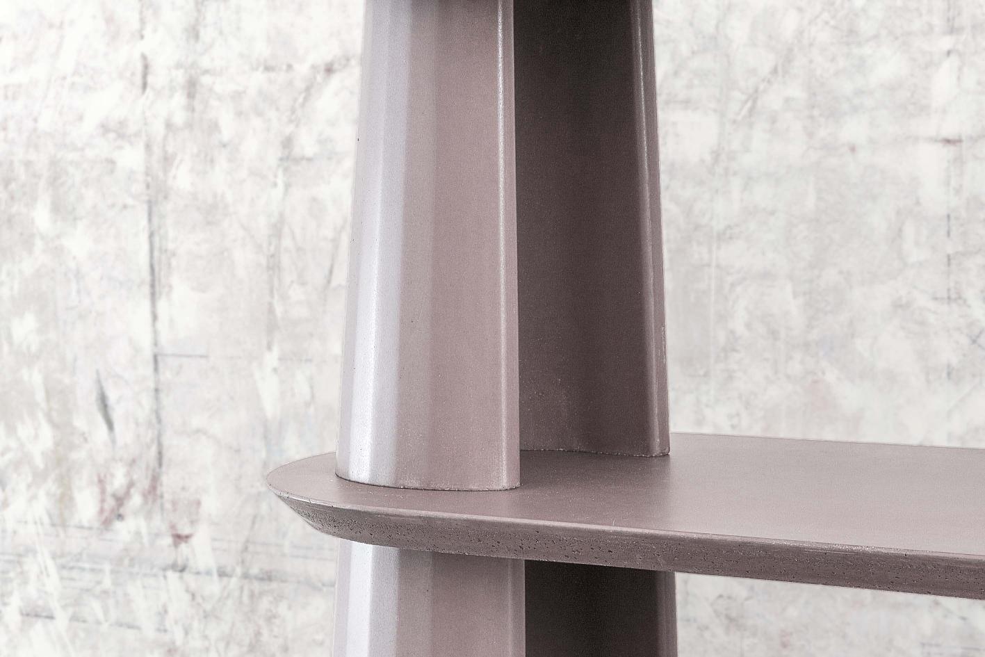 Italian 21st Century Studio Irvine Fusto Bookcase Concrete Bookshelves Powder Cement For Sale