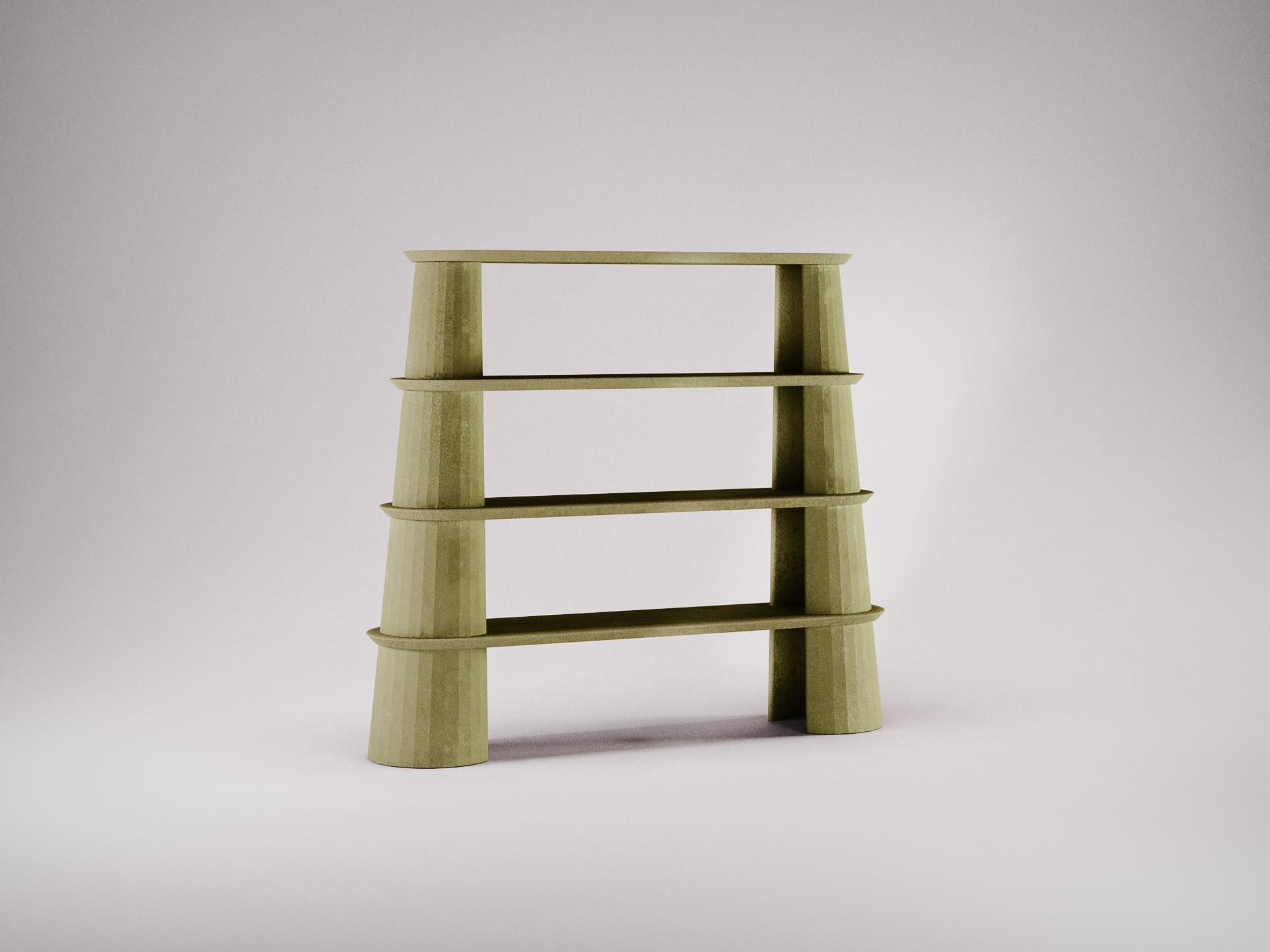 Italian 21st Century Studio Irvine Fusto Bookcase Concrete Bookshelves Yellow Cement For Sale