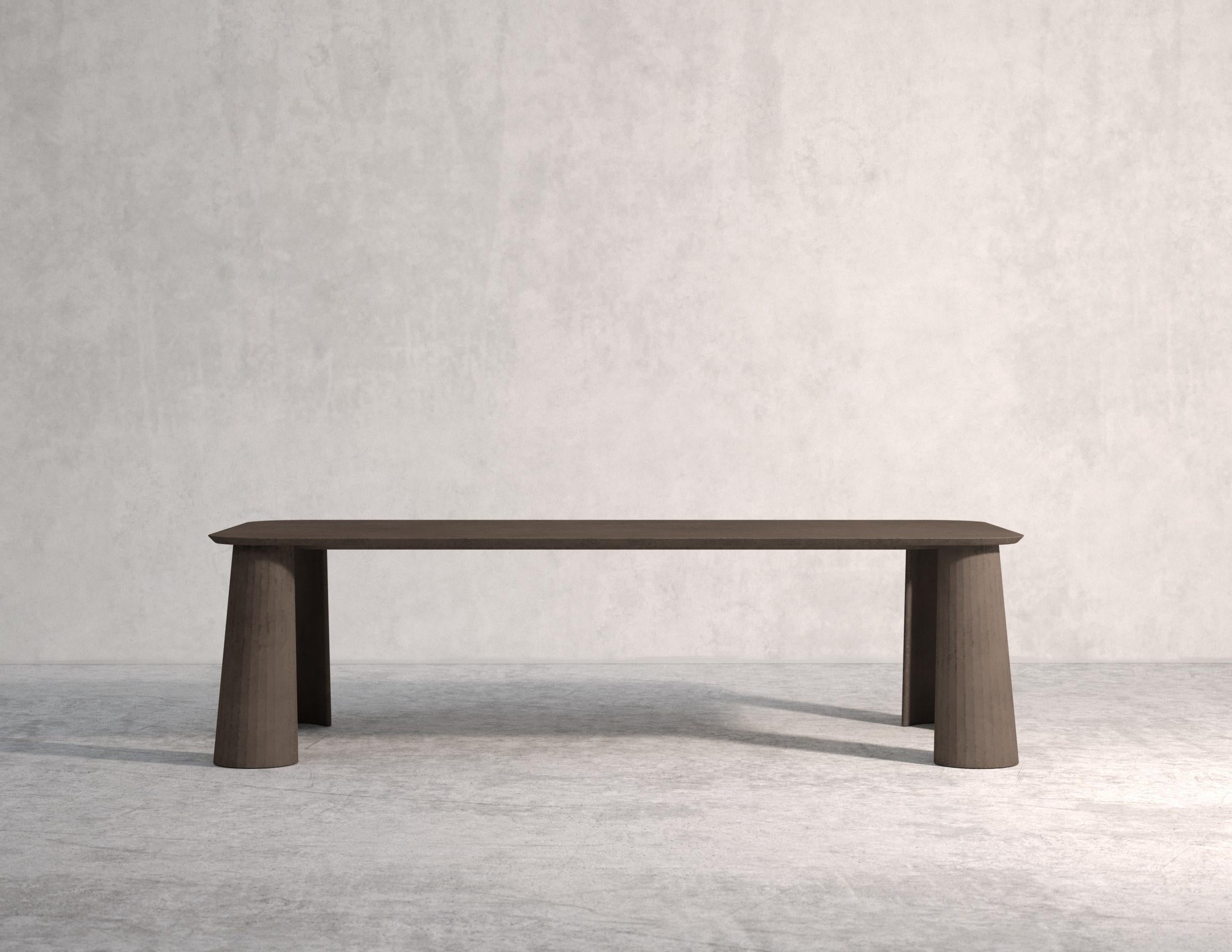 Concrete 21st Century Studio Irvine Fusto Rectangular Dining Table Cream Cement Color For Sale