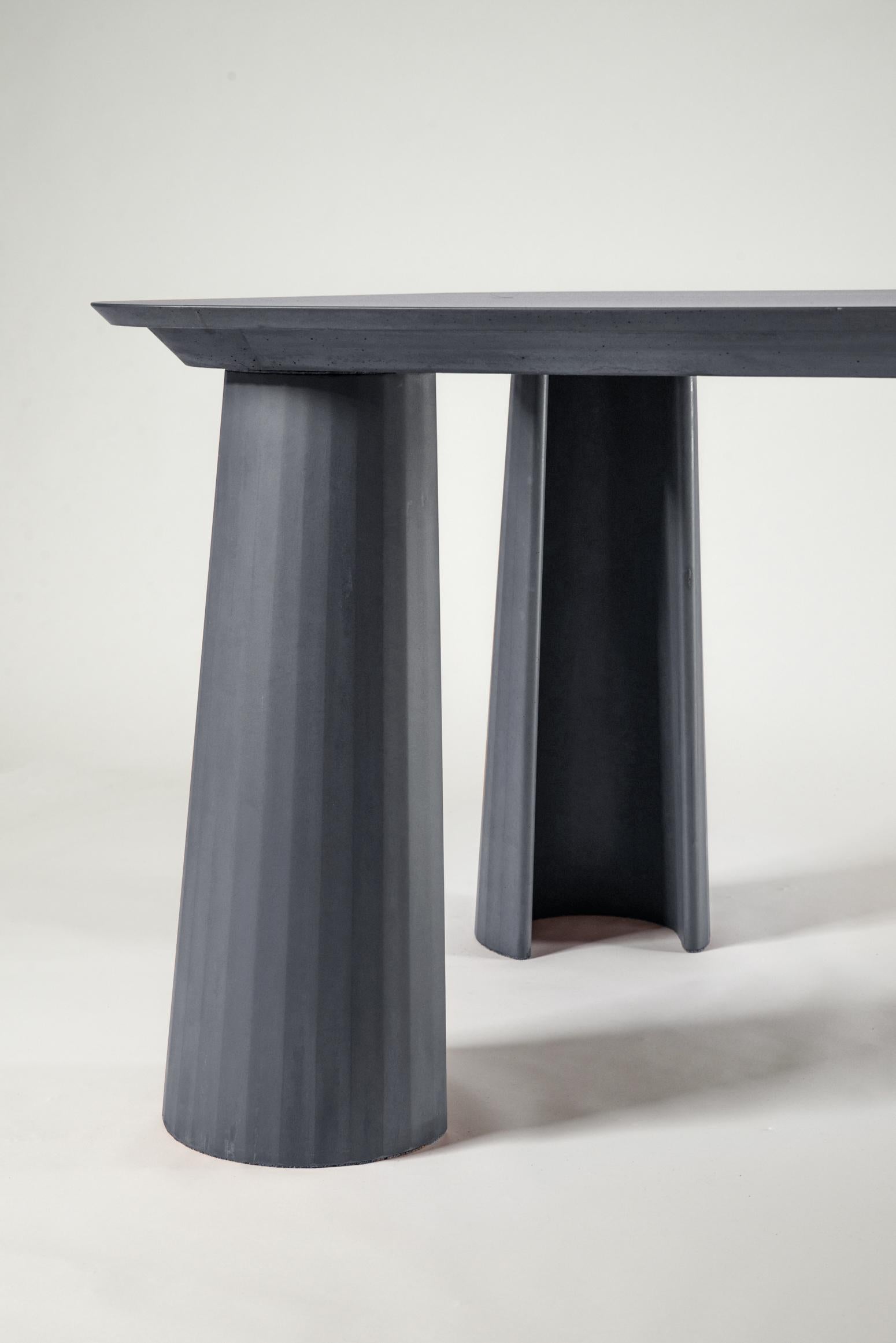 Classical Roman 21St Century Studio Irvine Fusto Rectangular Dining Table Ink Cement Color For Sale