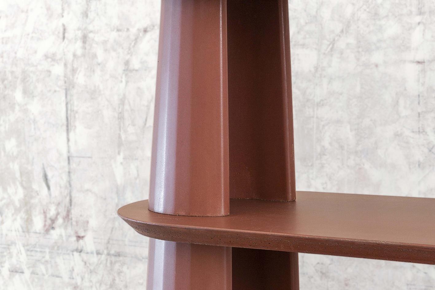 Classical Roman 21st Century Studio Irvine Fusto Side Console Table Concrete Cement Brick Red For Sale