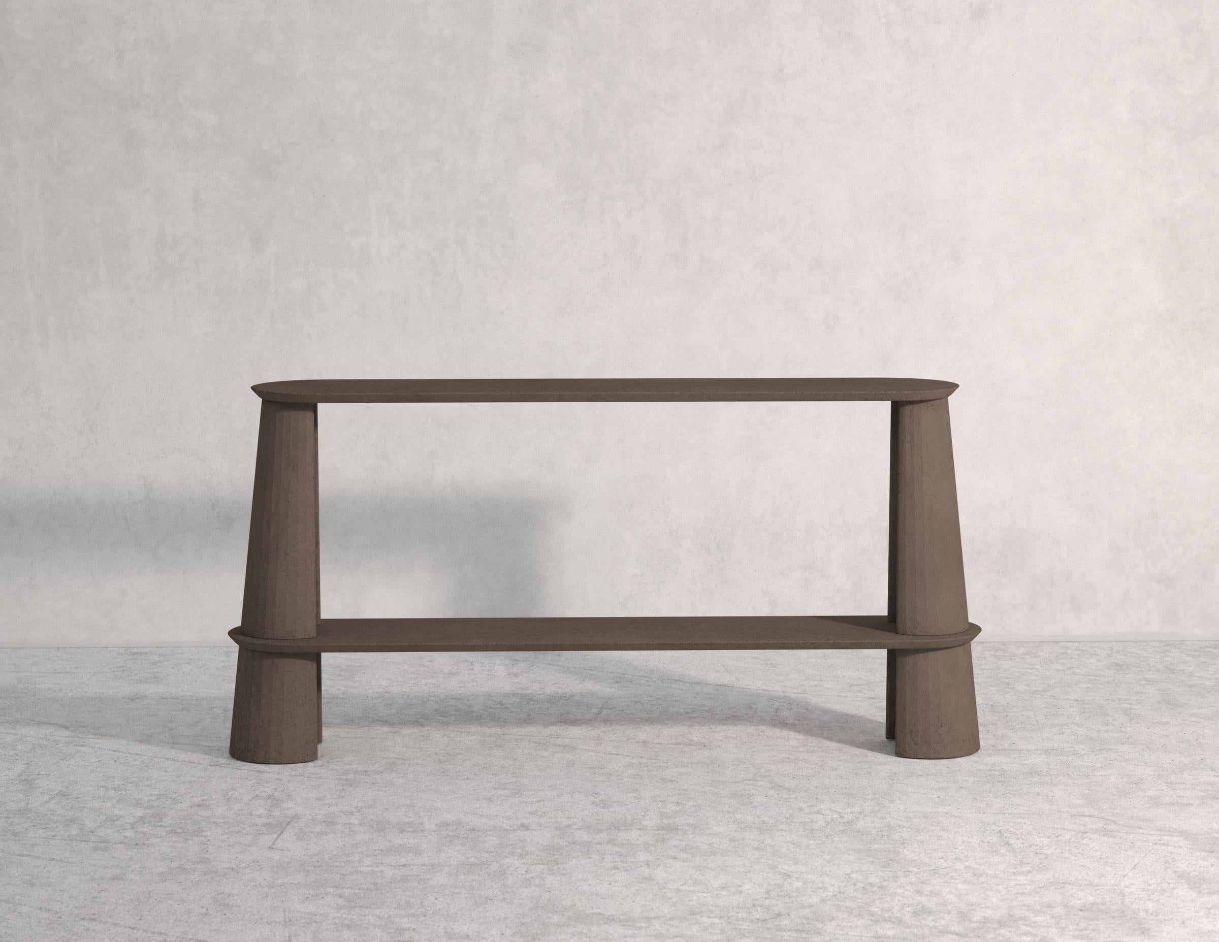 21st Century Studio Irvine Fusto Side Console Table Concrete Cement Brick Red For Sale 2