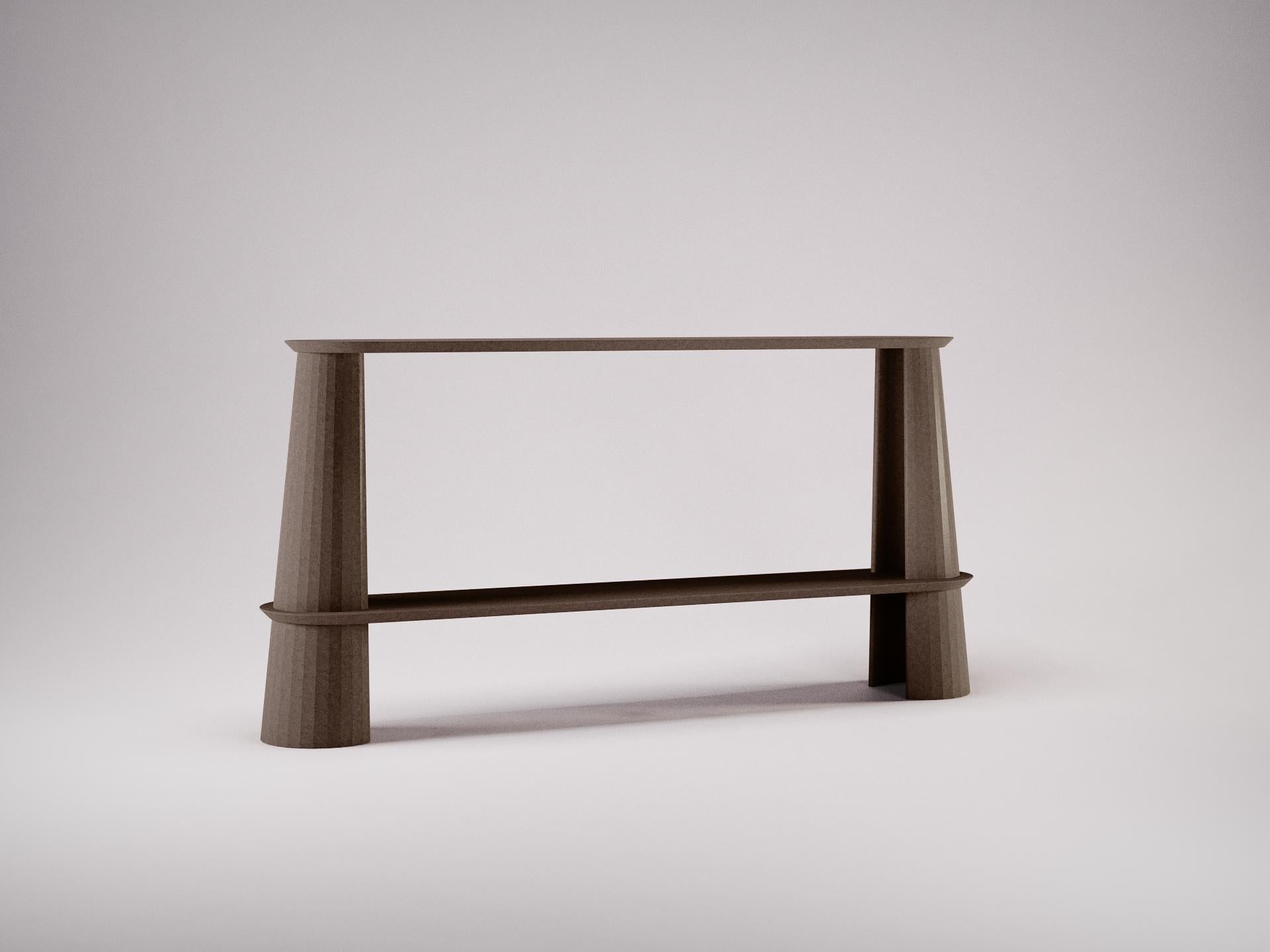 Italian 21st Century Studio Irvine Fusto Side Console Table Concrete Cement Brown Color For Sale