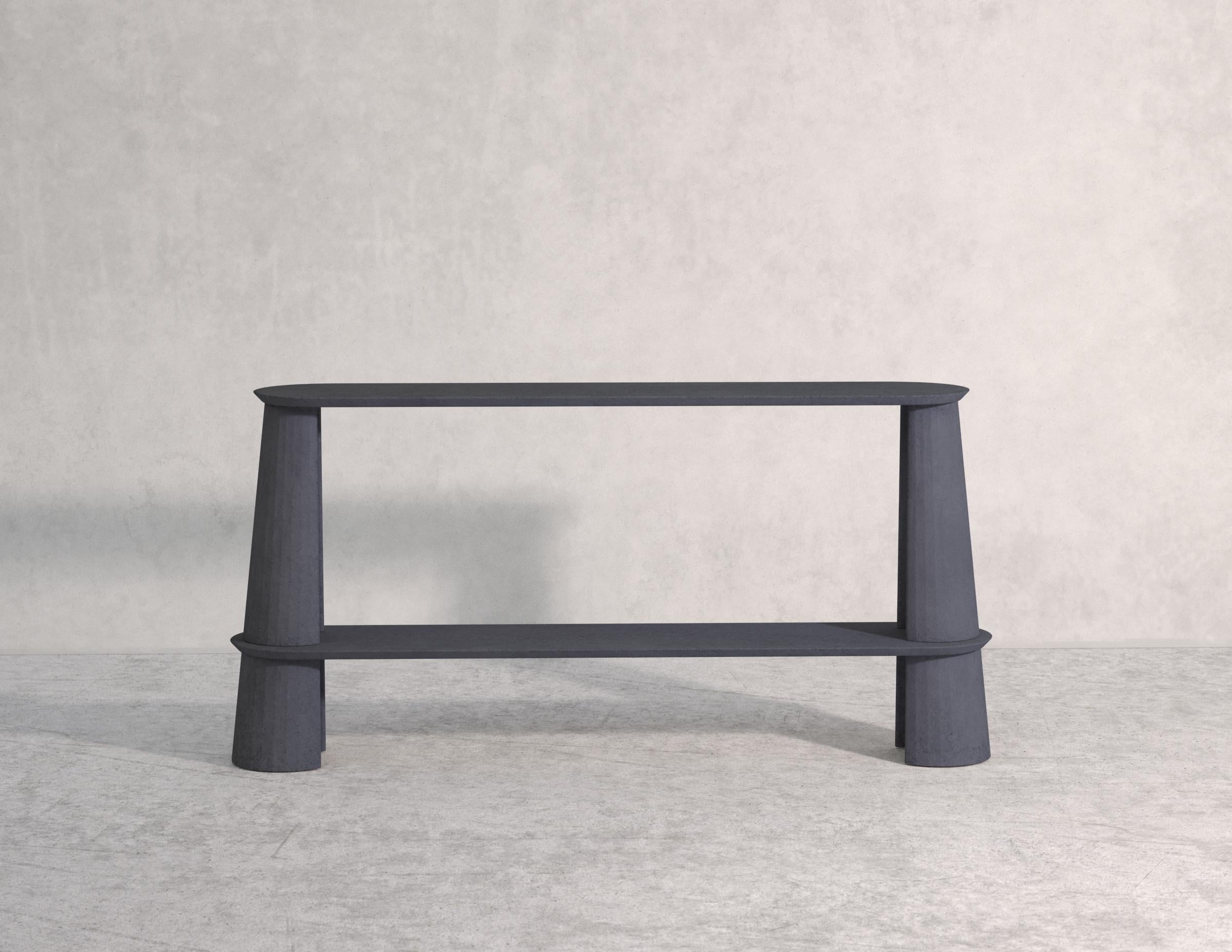 21st Century Studio Irvine Fusto Side Console Table Concrete Cement Brown Color For Sale 4