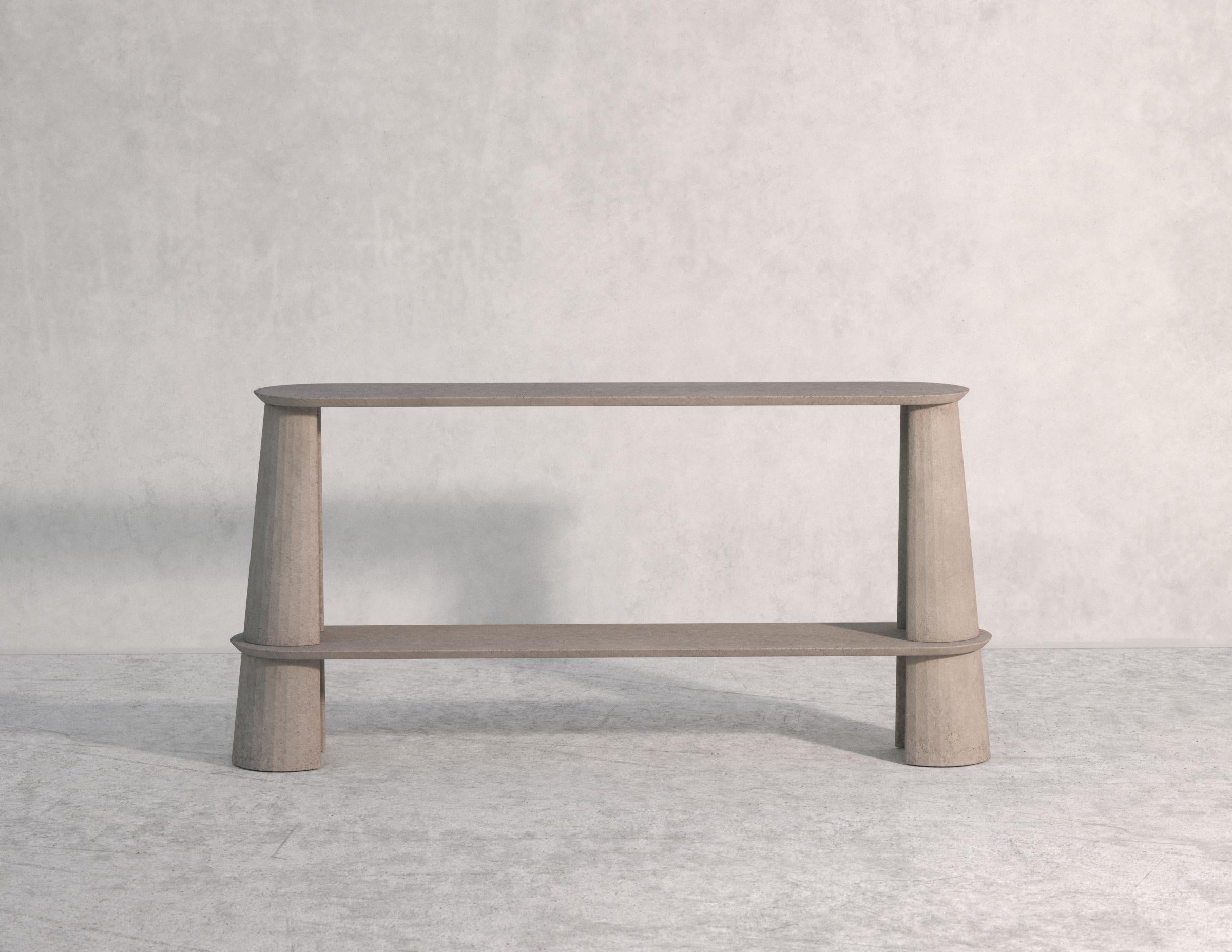 Molded 21st Century Studio Irvine Fusto Side Console Table Concrete Cement Ink Grey For Sale