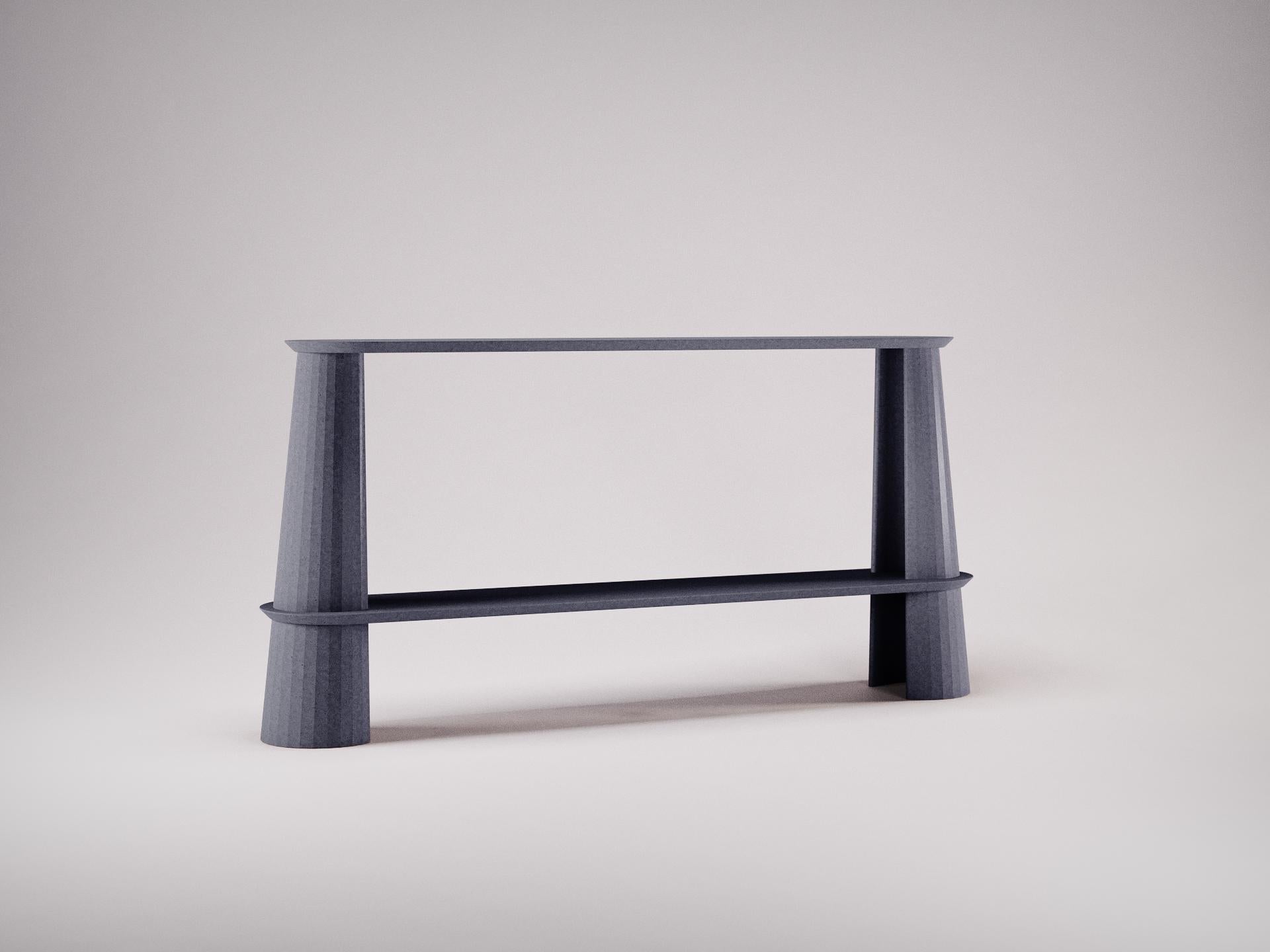 Classical Roman 21st Century Studio Irvine Fusto Side Console Table Concrete Cement Ink Grey For Sale