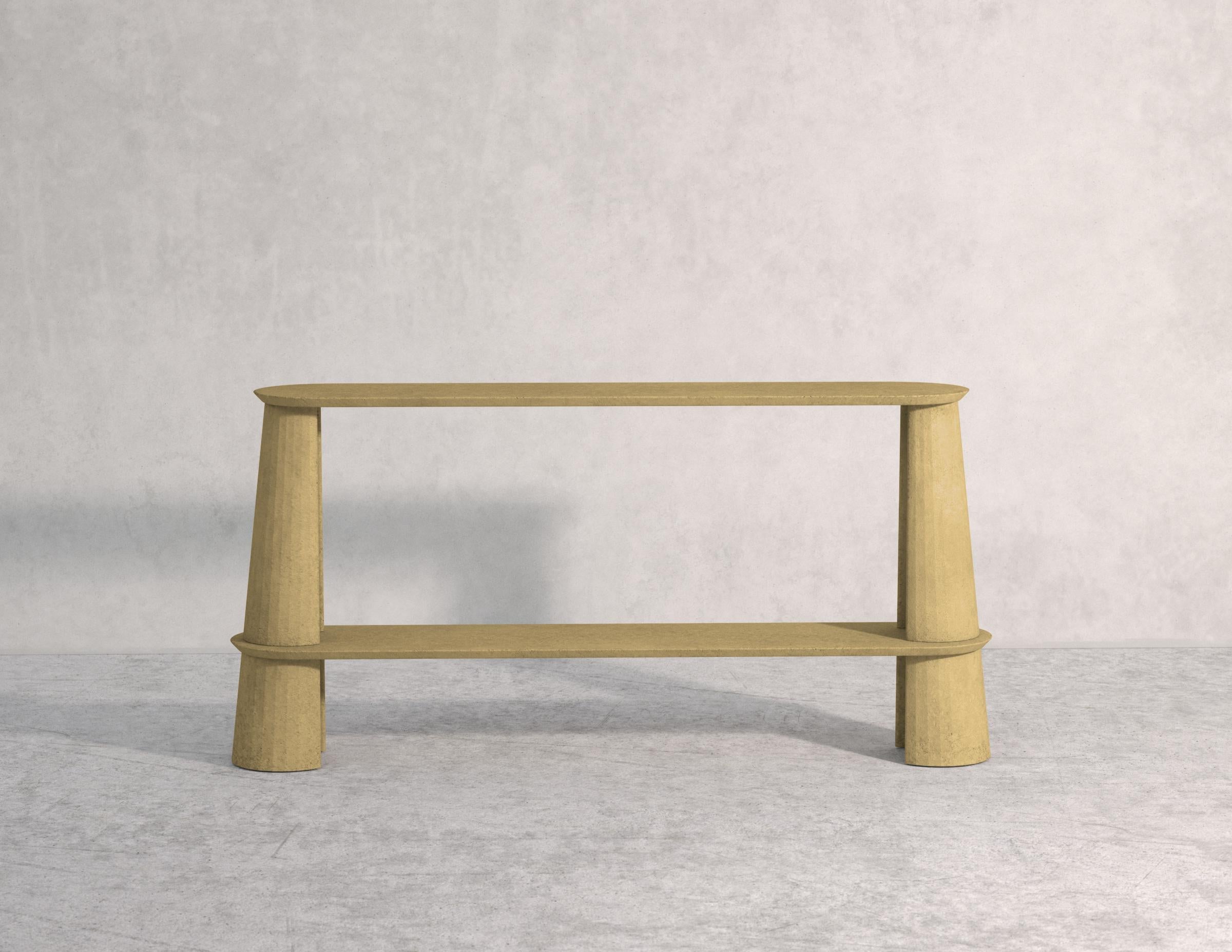 Contemporary 21st Century Studio Irvine Fusto Side Console Table Concrete Cement Powder Beige For Sale