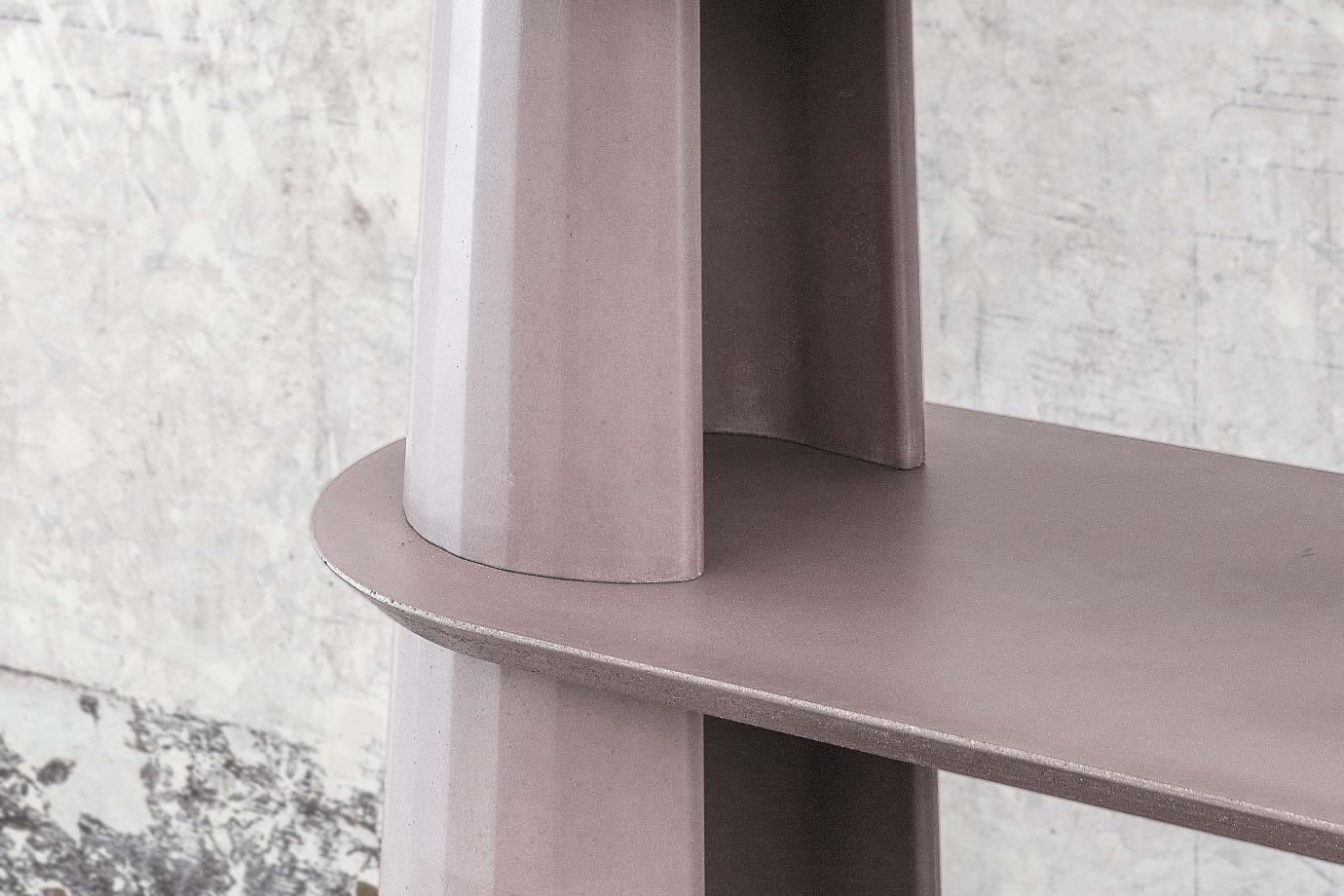 Italian 21st Century Studio Irvine Fusto Side Console Table Concrete Cement Powder Beige For Sale