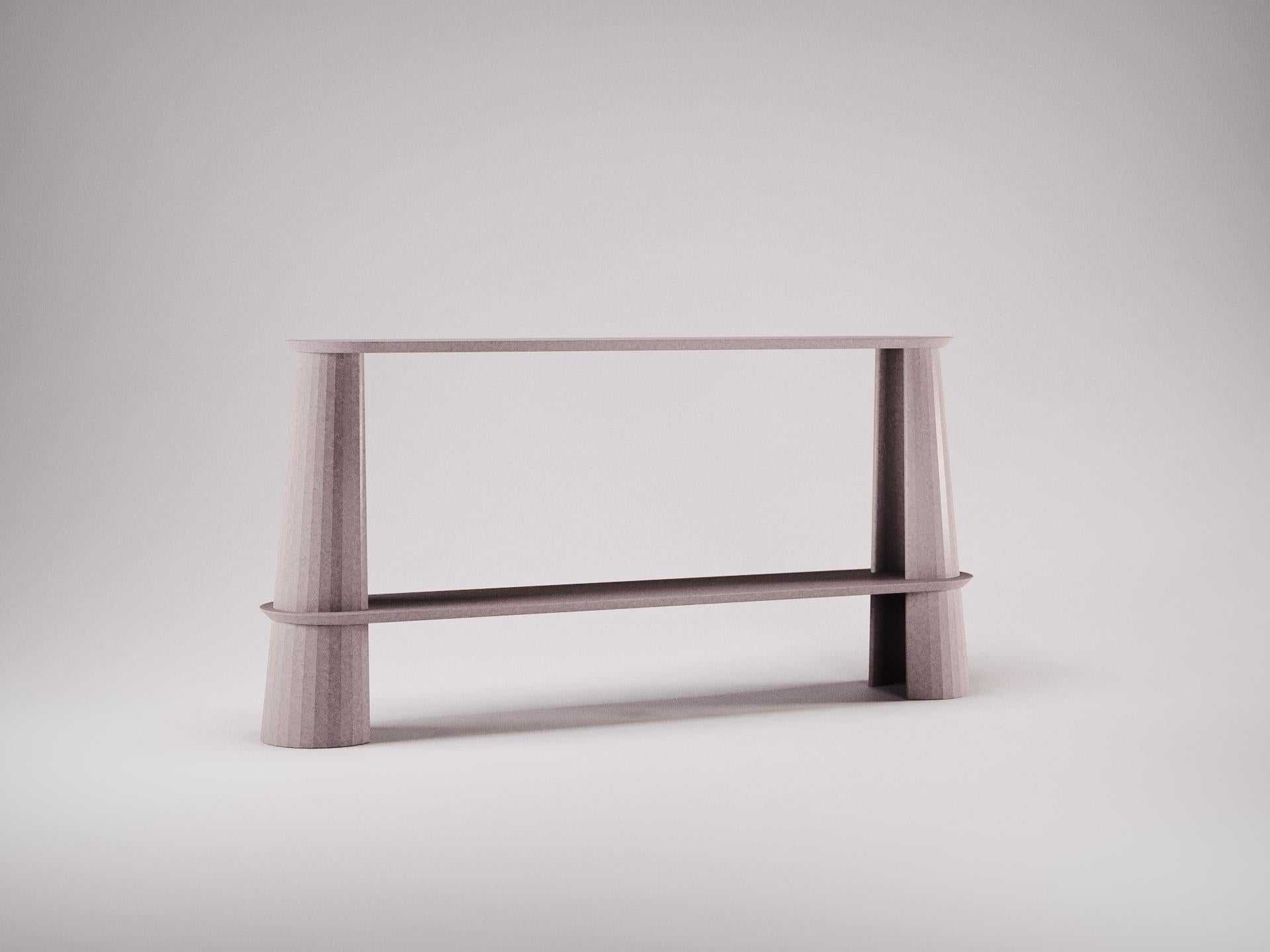 Molded 21st Century Studio Irvine Fusto Side Console Table Concrete Cement Powder Beige For Sale