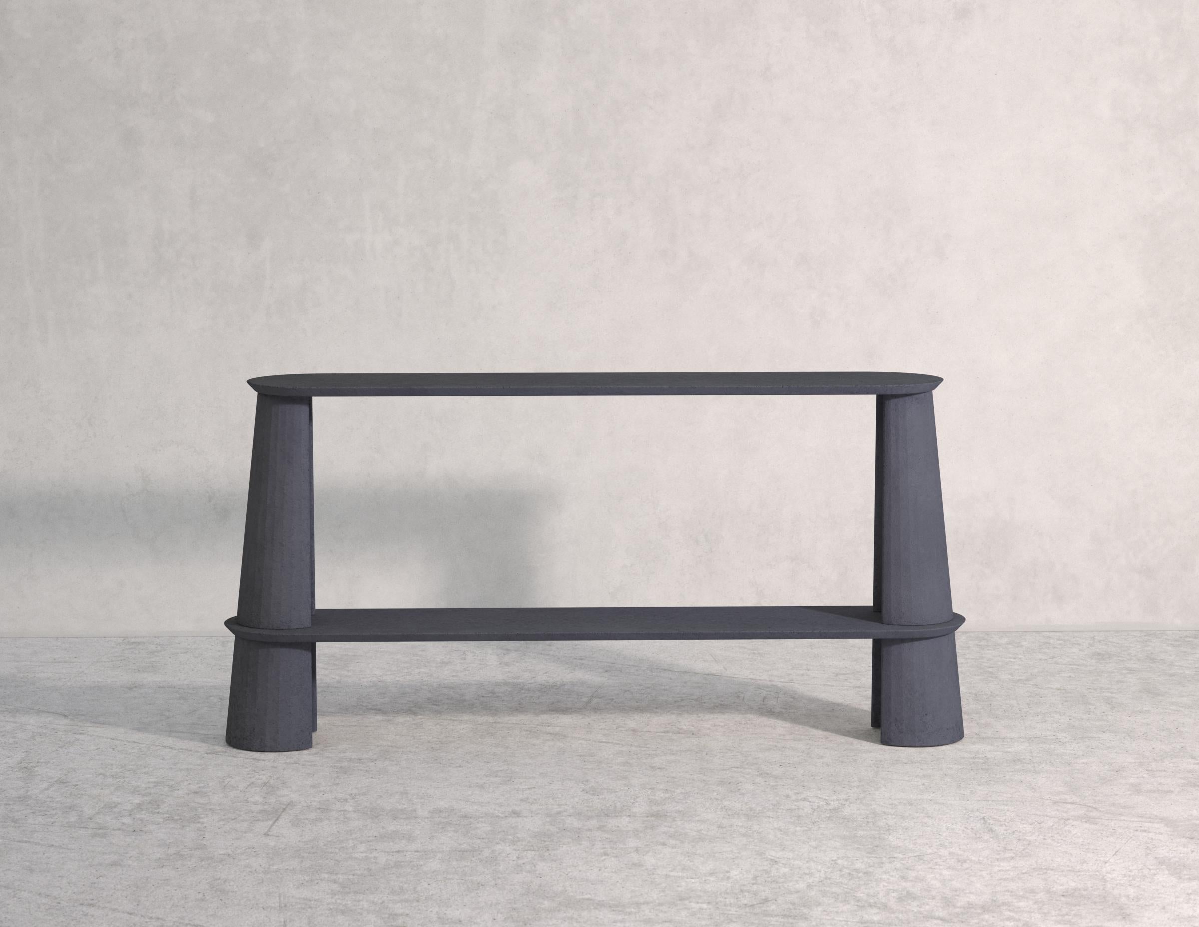 21st Century Studio Irvine Fusto Side Console Table Concrete Cement Powder Beige For Sale 6