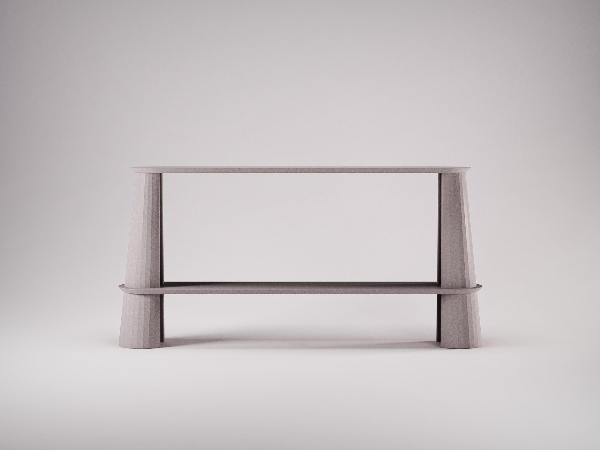 21st Century Studio Irvine Fusto Side Console Table Concrete Cement Powder Beige For Sale